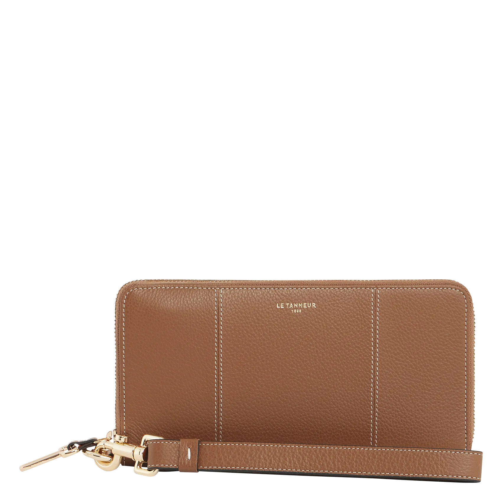 Große Brieftasche aus genarbtem Leder mit Reißverschluss Braun JULIETTE