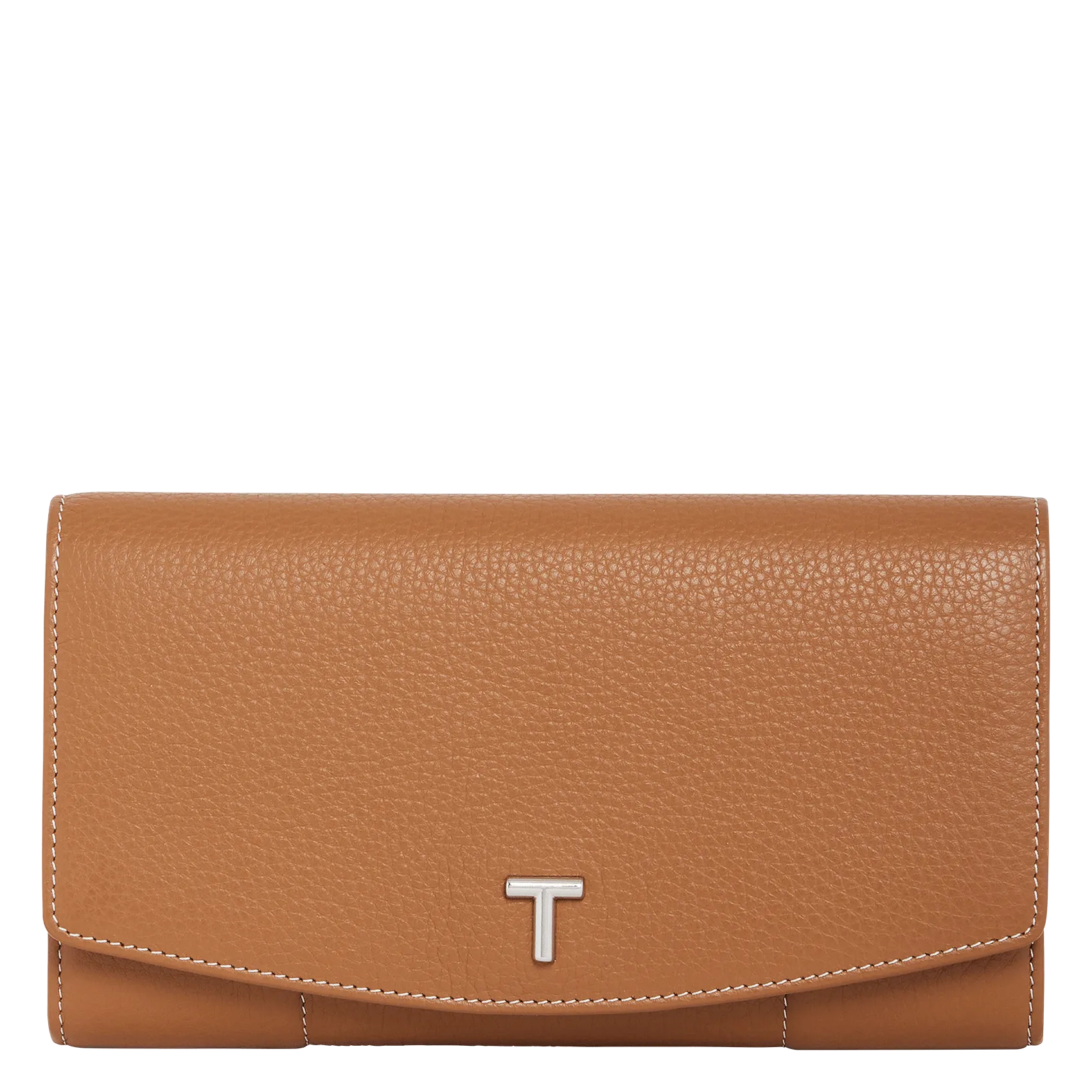 Große Brieftasche aus genarbtem Leder Braun ROMY