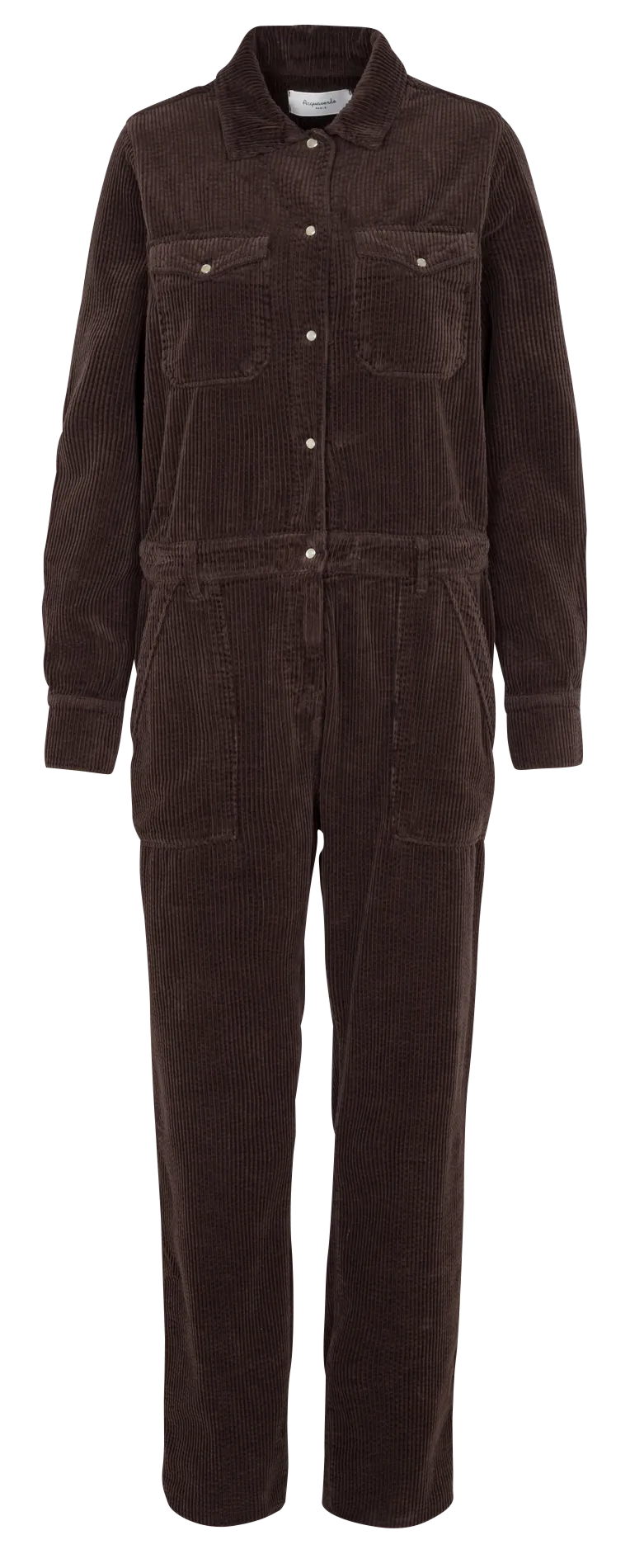 Jumpsuit aus Baumwoll-Cordsamt mit Stehkragen Braun FRANCKLI