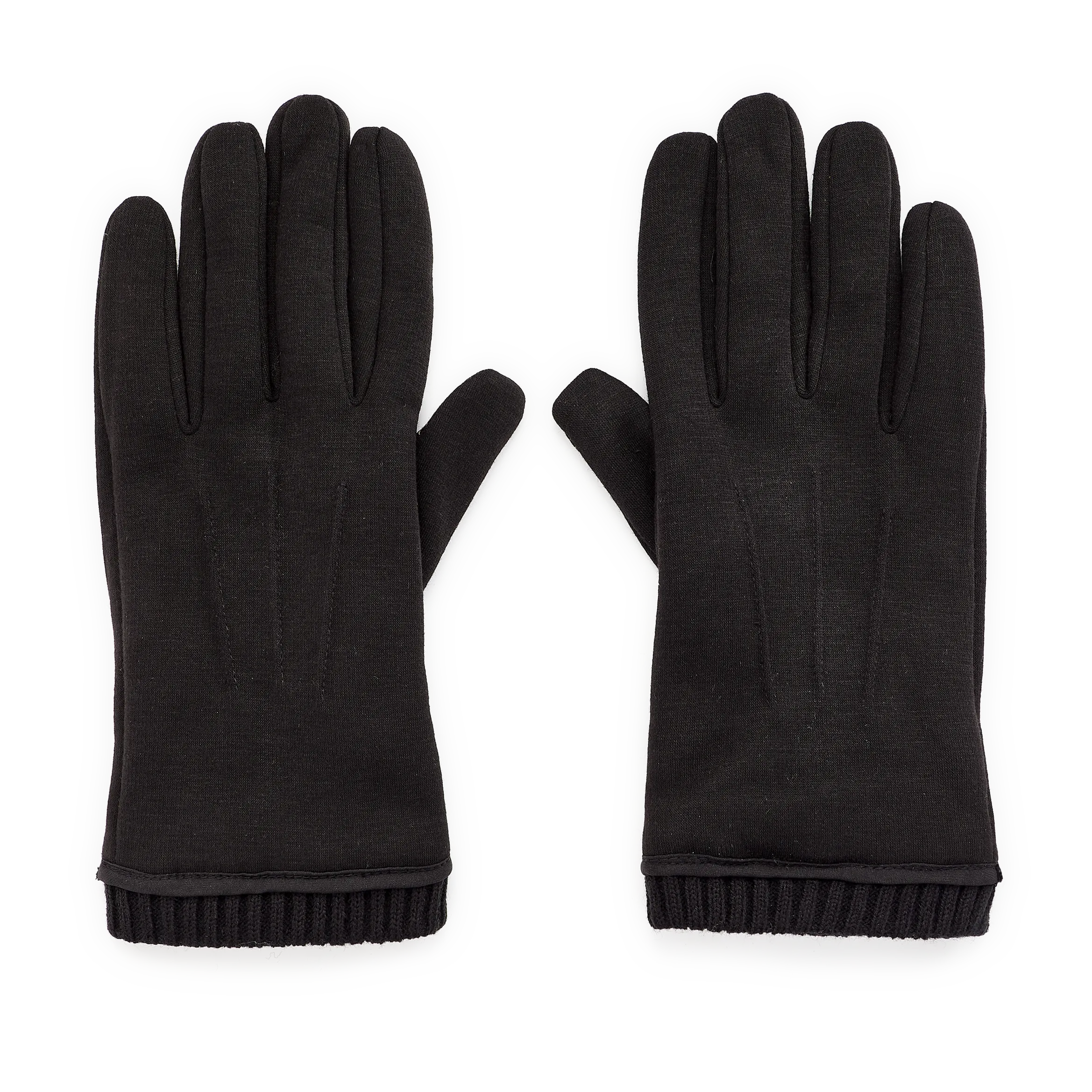 Handschuhe mit Fischgrätmuster Schwarz