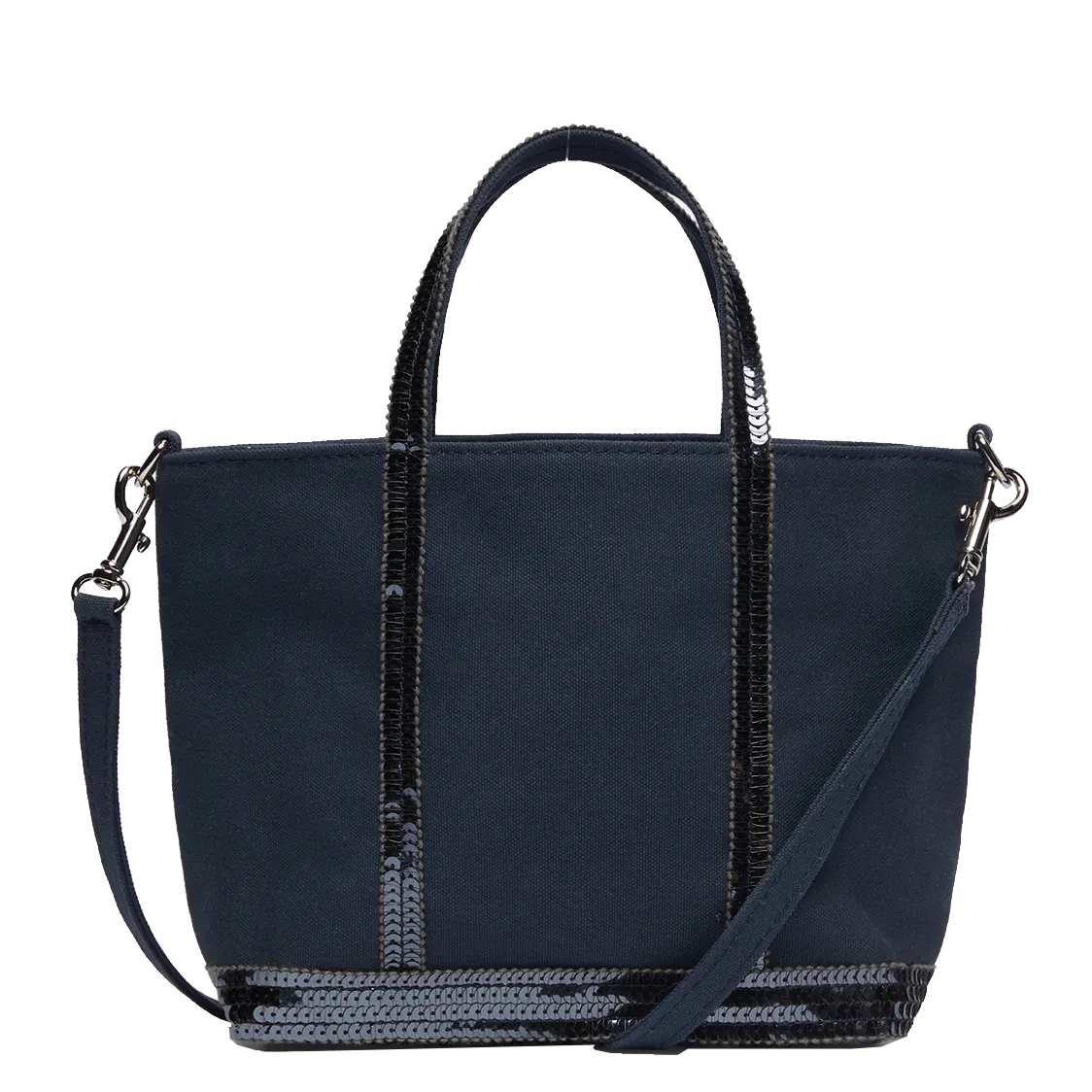 Mini-Shopper aus Canvas mit Pailletten Schwarz CABAS XS