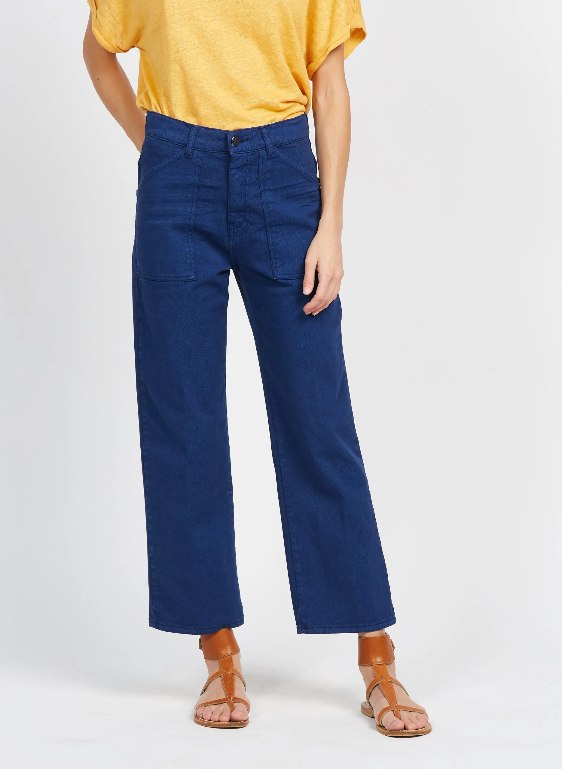 Cropped Jeans aus Stretch-Baumwolle Blau EDDY