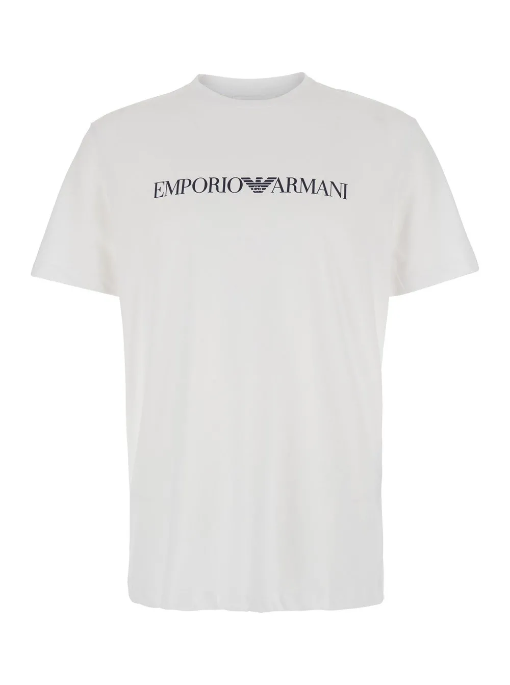 Weiß-schwarzes T-Shirt mit Rundhalsausschnitt und Schriftzug aus Baumwolle