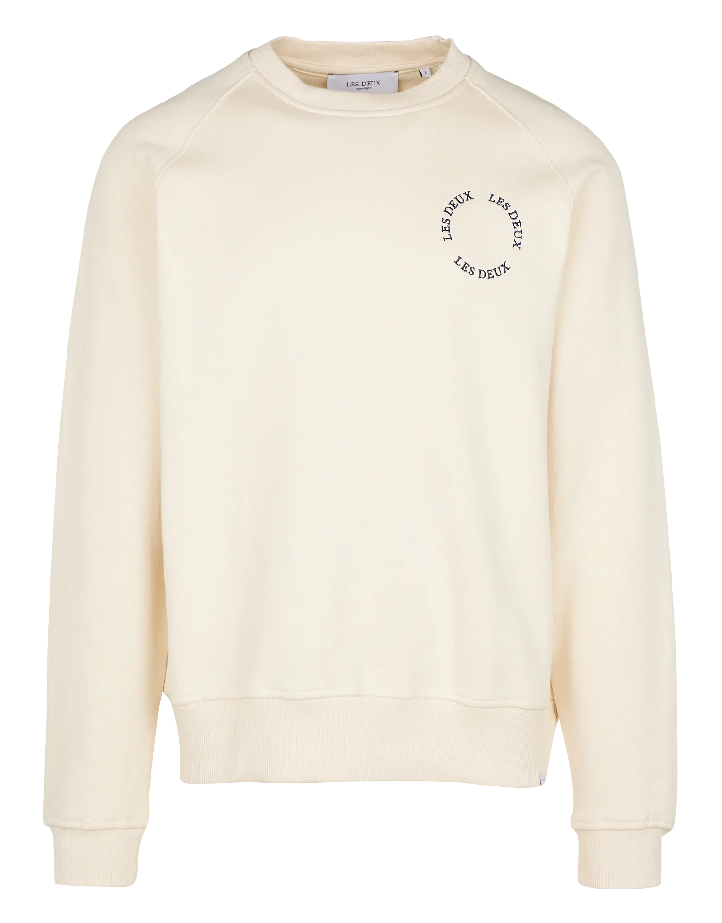 Rundhals-Sweatshirt aus Baumwolle mit Stickerei, Regular Fit Beige