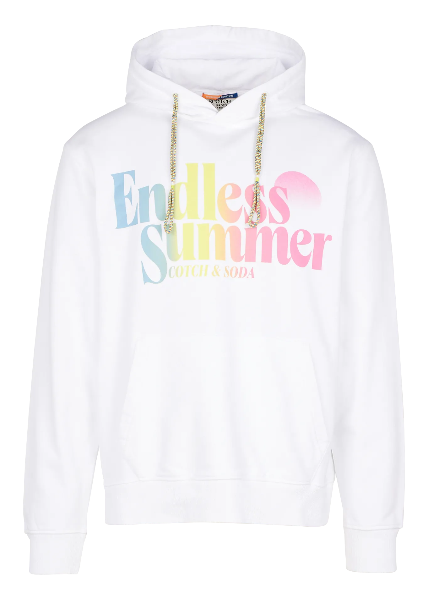 Kapuzensweatshirt aus Baumwolle mit Siebdruck, Regular Fit Weiss