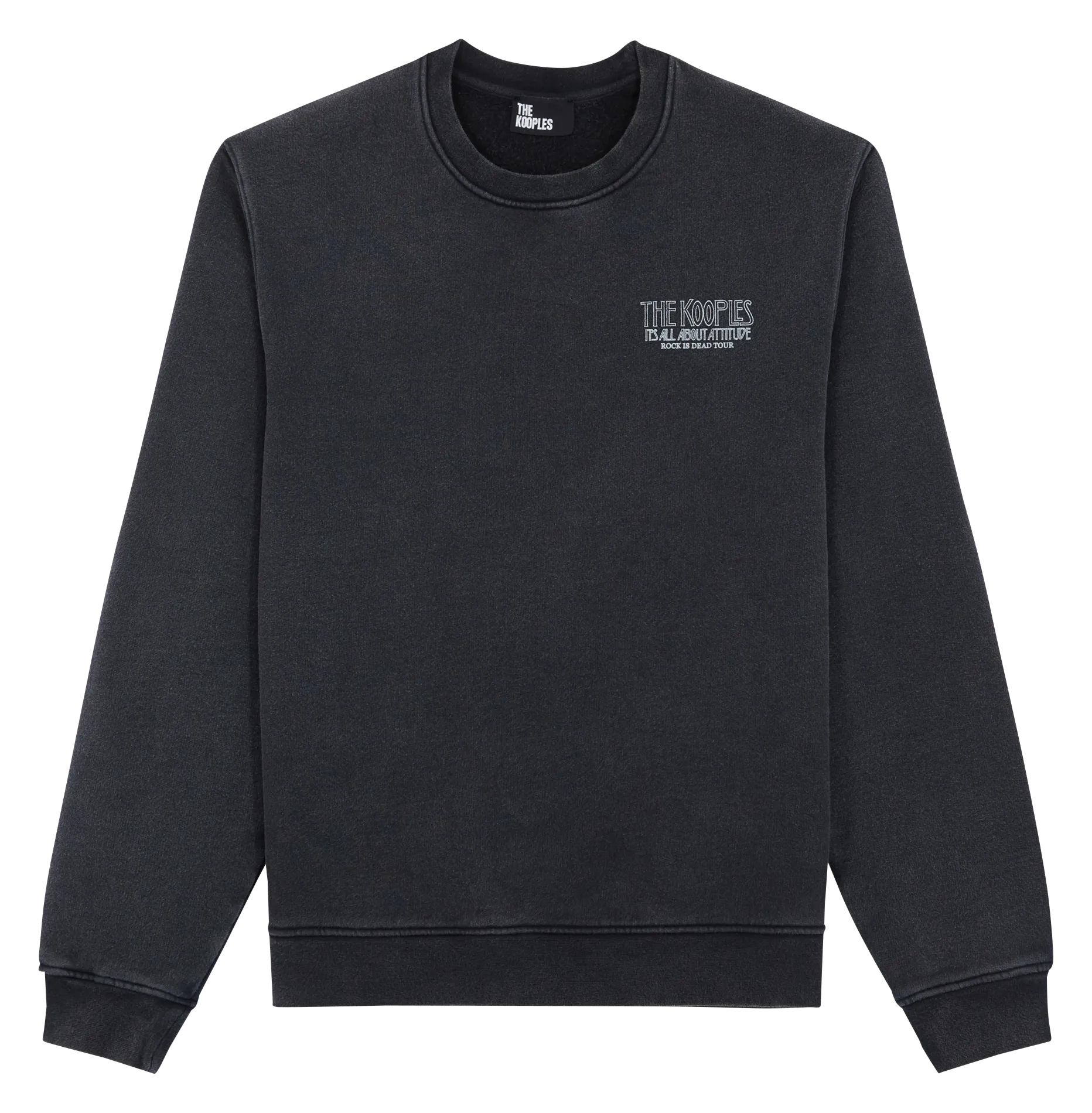 Rundhals-Sweatshirt aus Baumwolle in Stone-Washed-Optik Blau