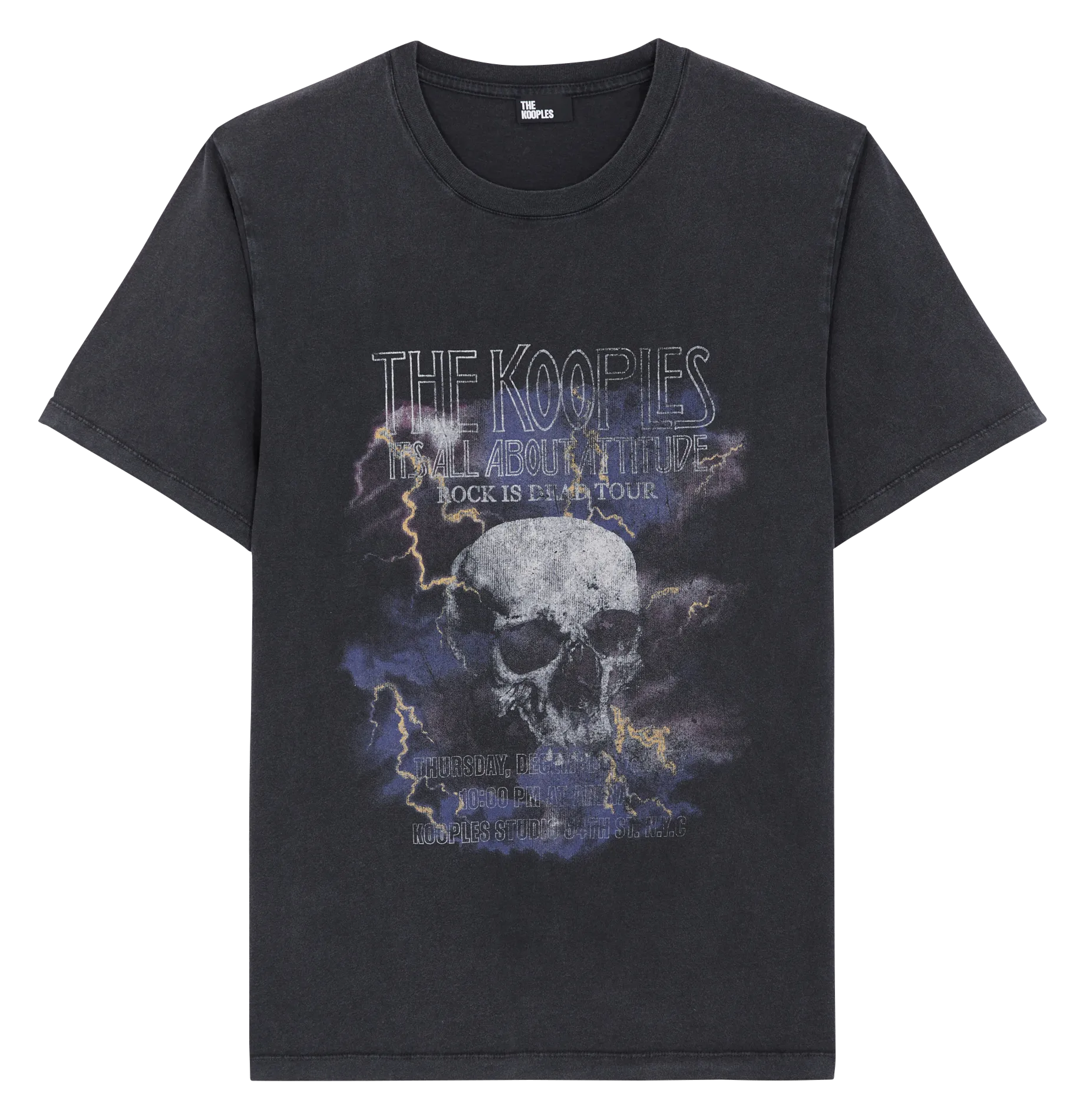 Weites Baumwoll-T-Shirt in Stone-Washed-Optik Blau