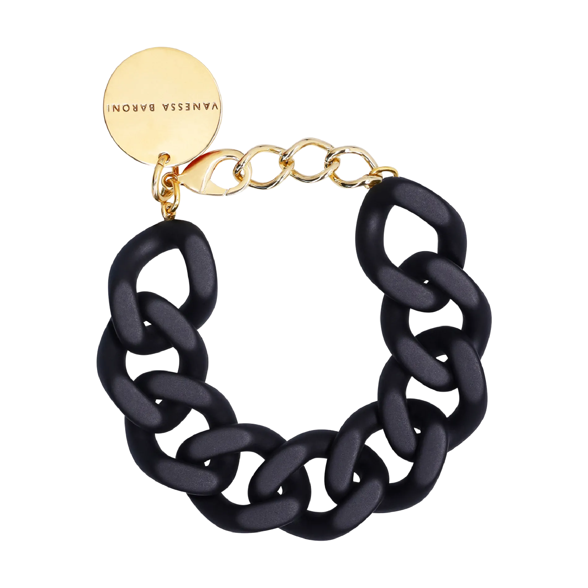 Armband mit flachen Gliedern Schwarz