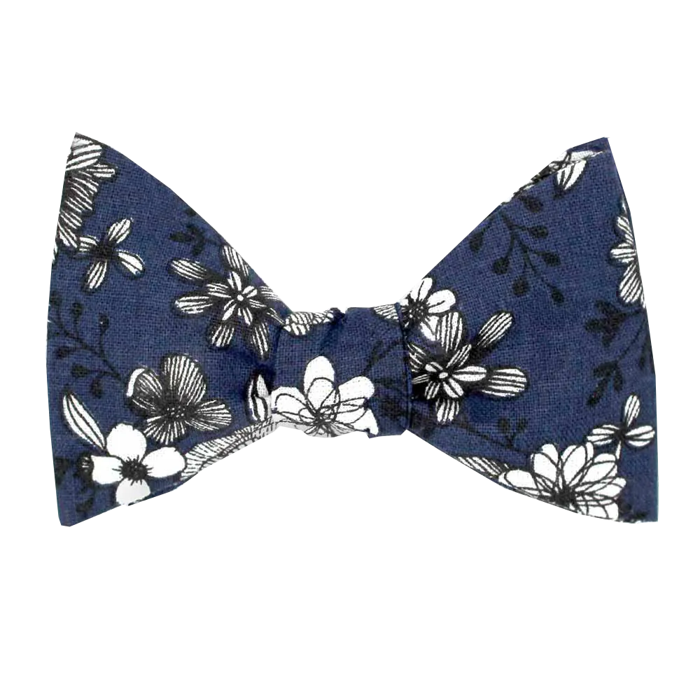 Geblümte Fliege aus Baumwolle Blau