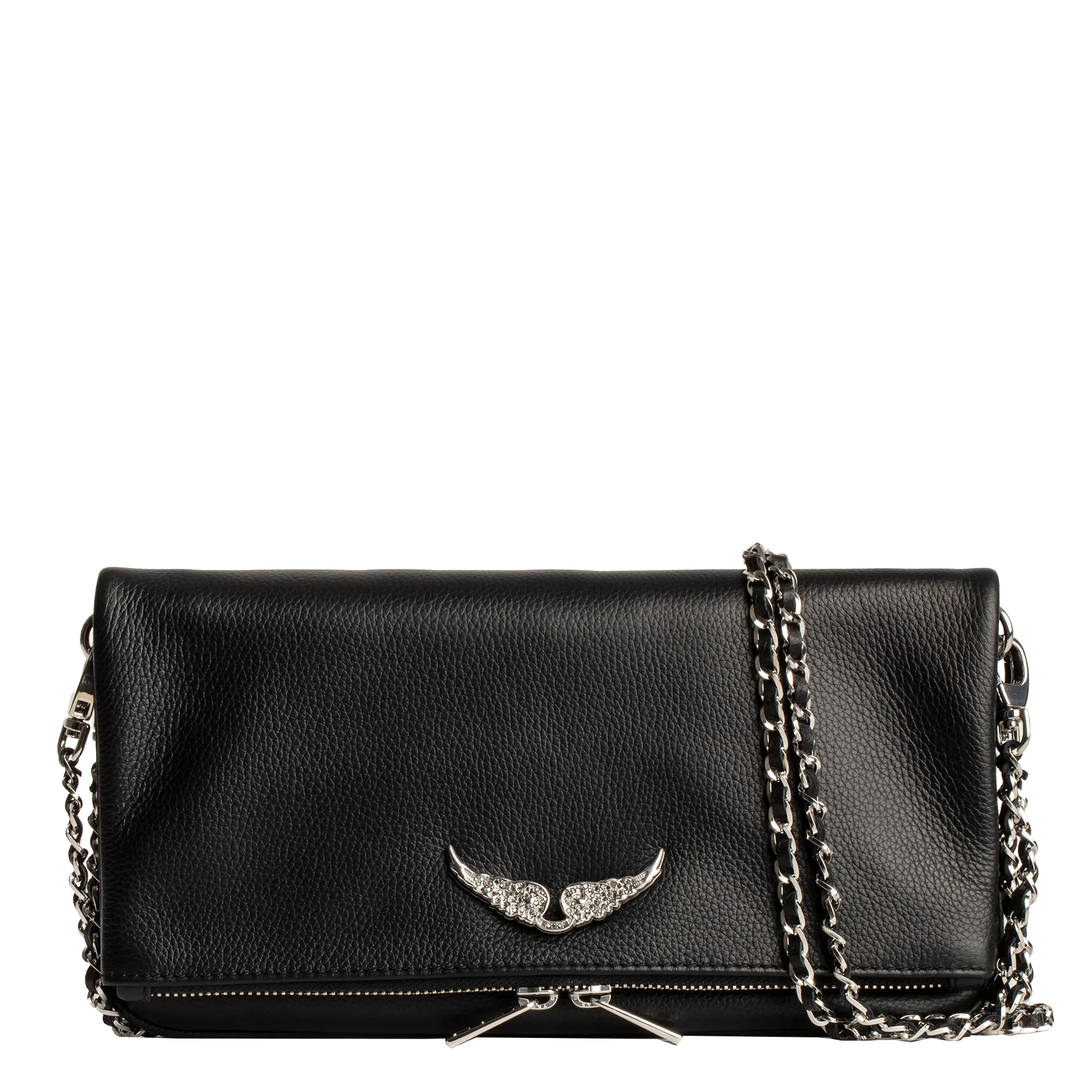 Leder-Clutch Schwarz ROCK SWING YOUR WINGS