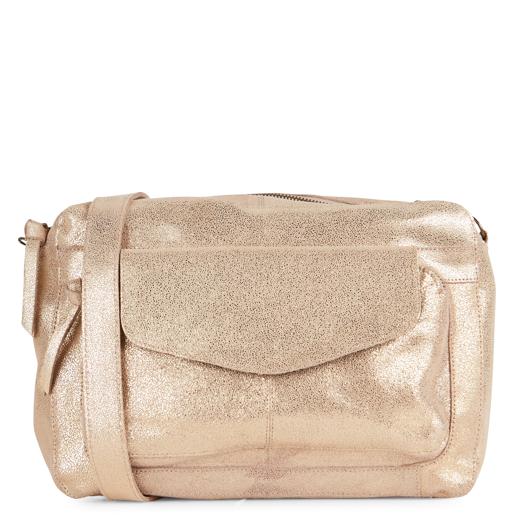 Umhängetasche aus glänzendem Leder Golden