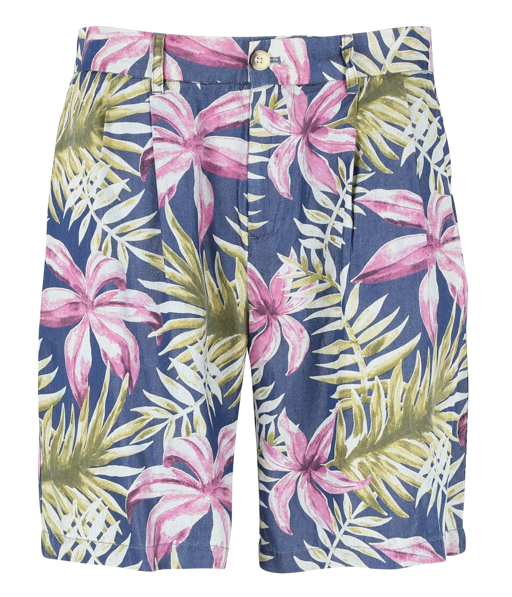 Bermudashorts mit Pflanzenmuster Schwarz