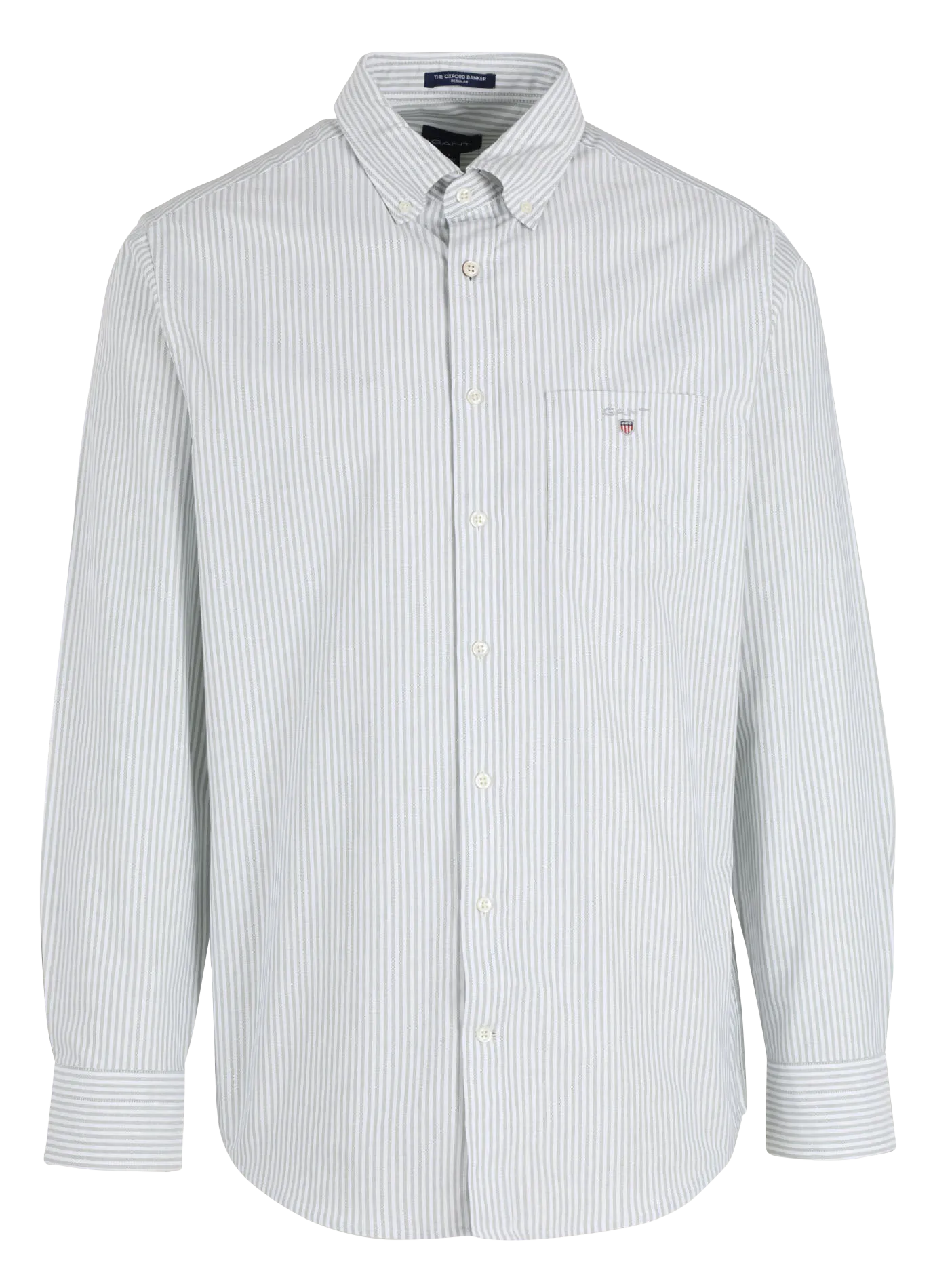 Gerade geschnittenes Baumwollhemd mit Streifen Grun