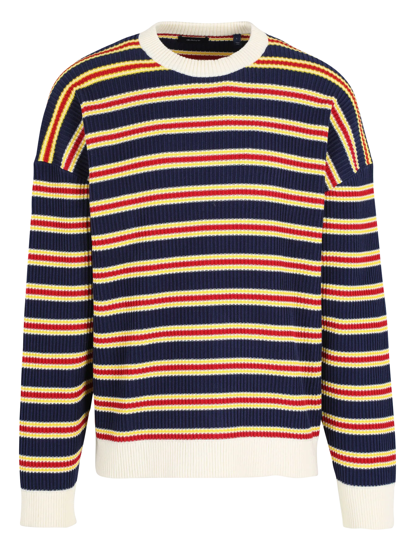Gestreifter Rundhalspullover aus Baumwolle, Regular Fit Mehrfarbig