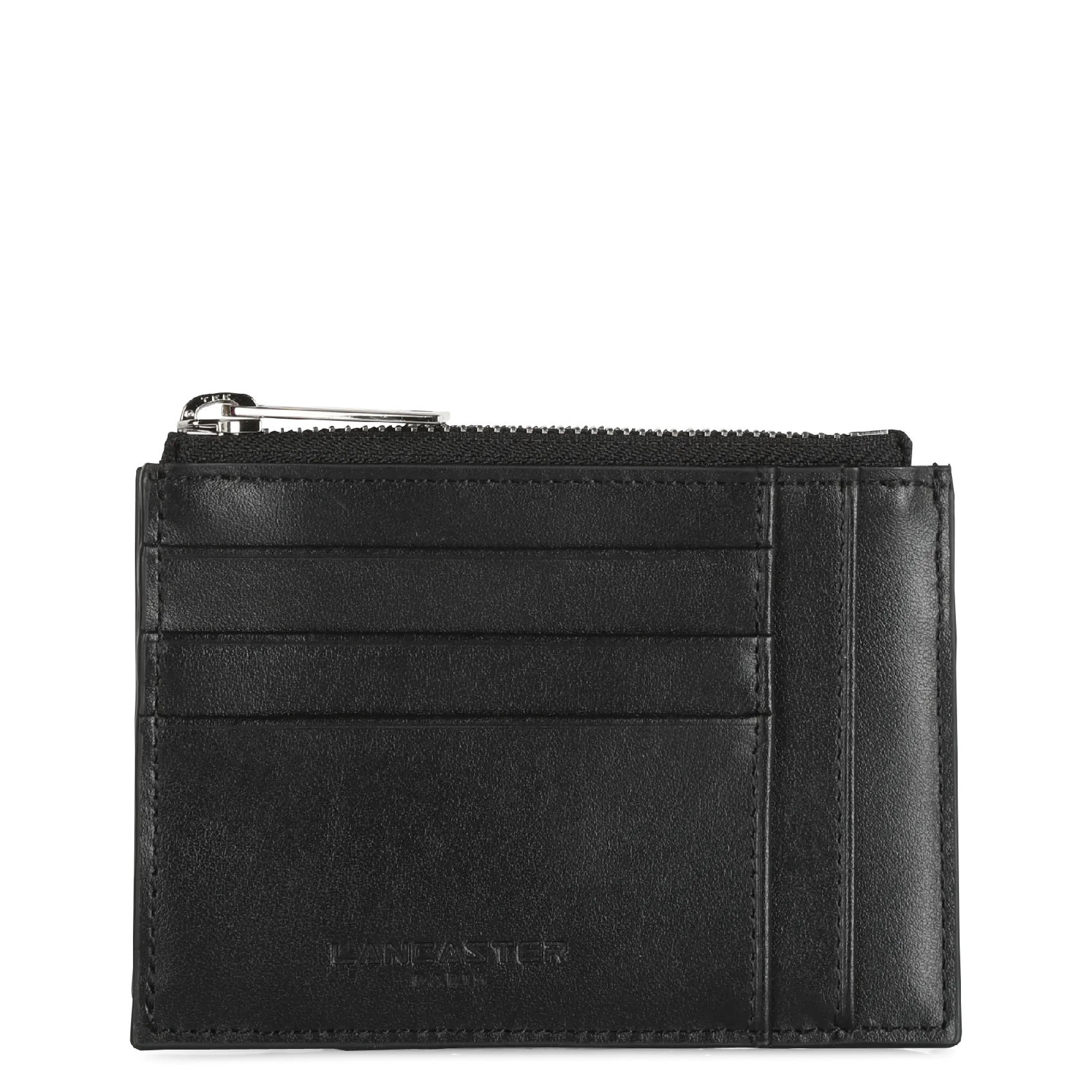 Kartenetui aus Leder mit Reißverschluss Schwarz PARIS PM