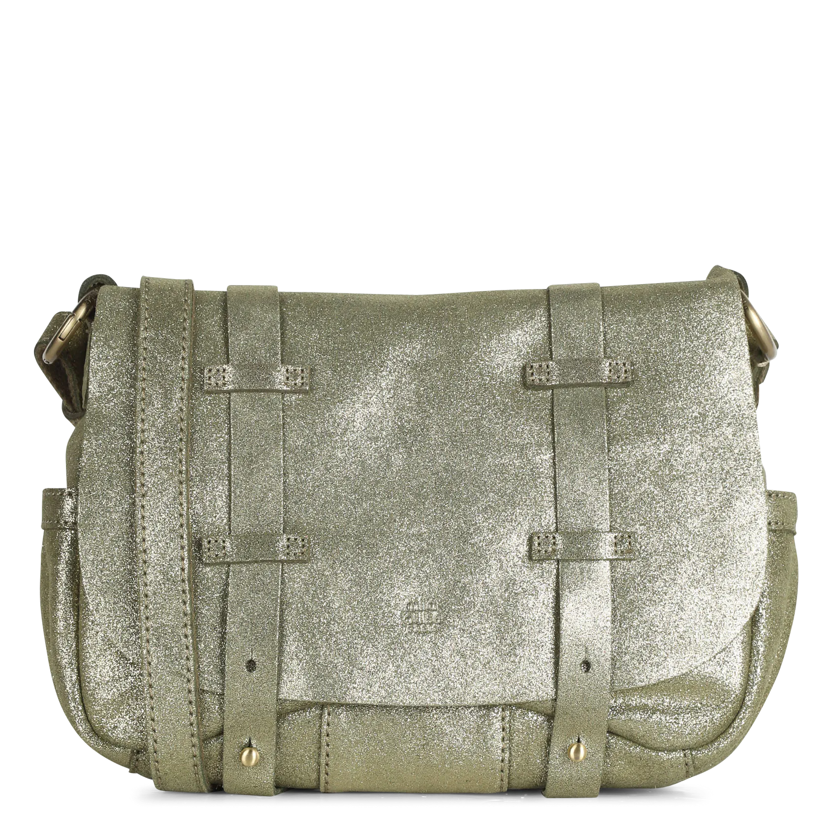 Umhängetasche aus Metallic-Leder Grun BESS