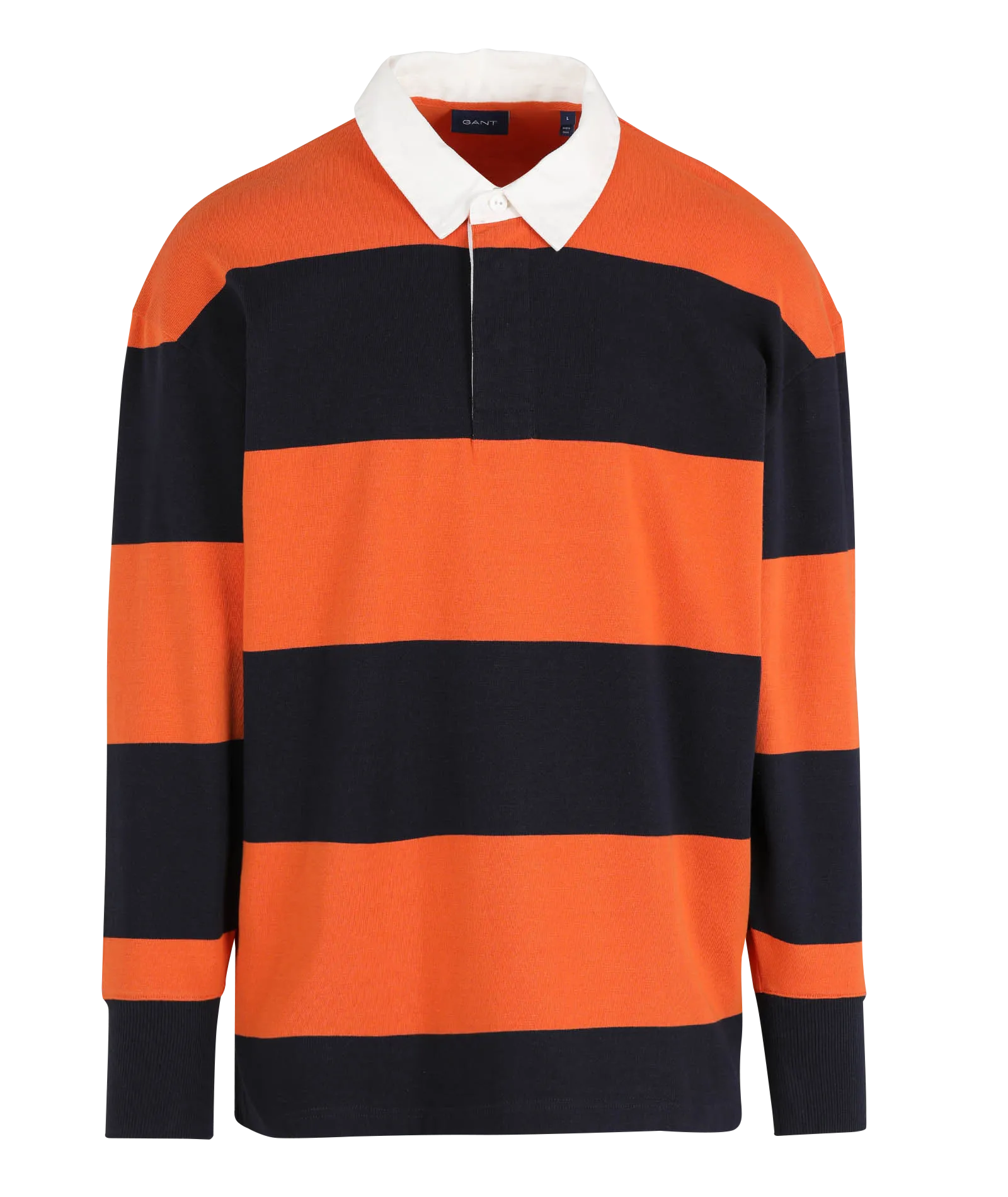 Langärmliges Poloshirt aus Baumwolle mit Streifen Orange