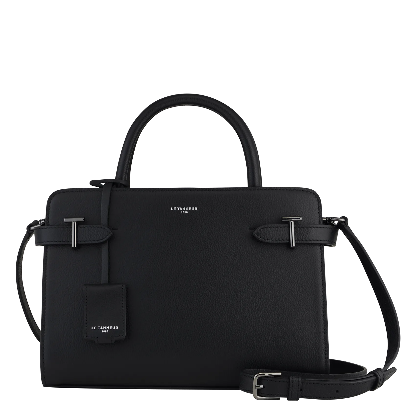 Handtasche aus genarbtem Leder Schwarz EMILIE