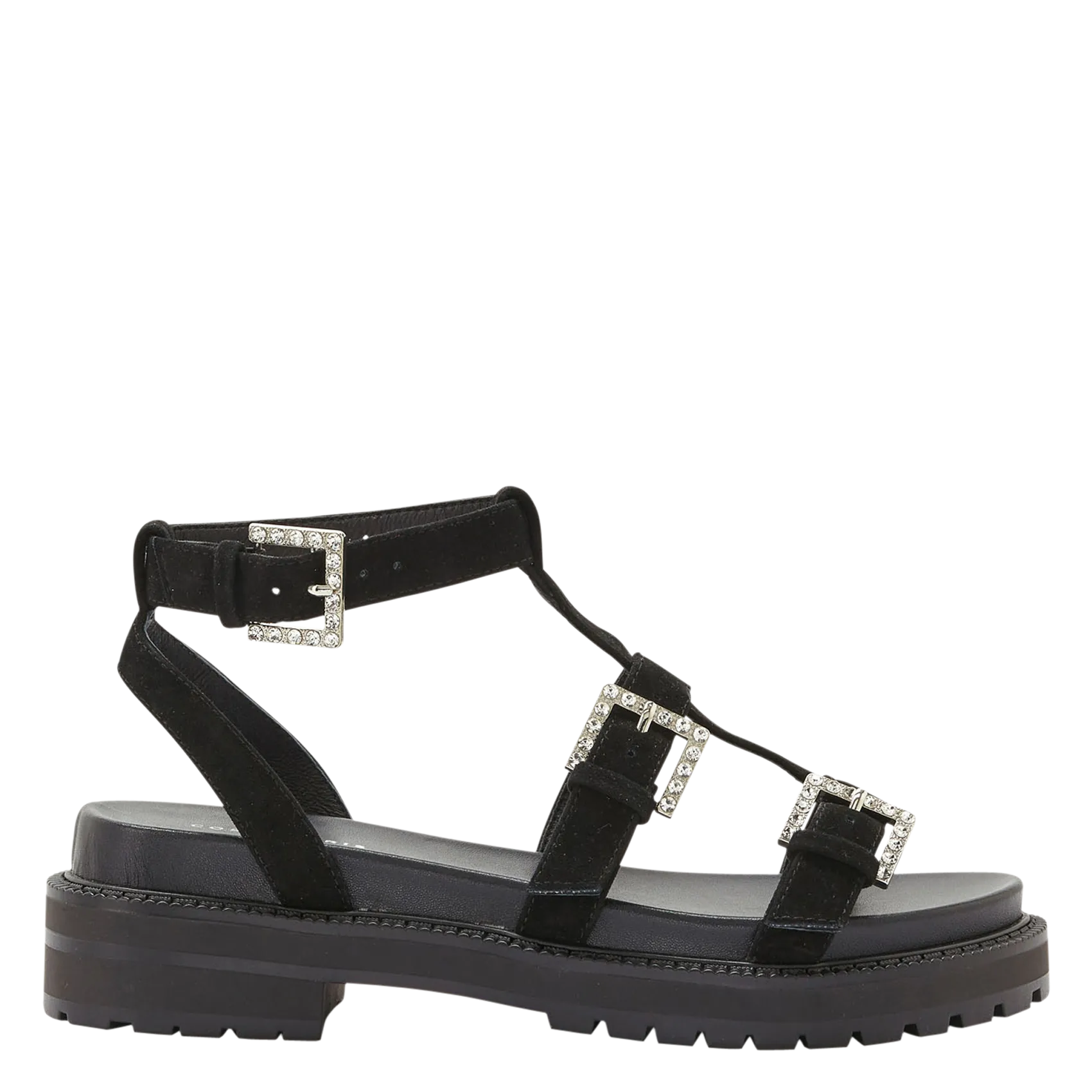 Ledersandalen mit Keilabsatz Schwarz HIJOUX