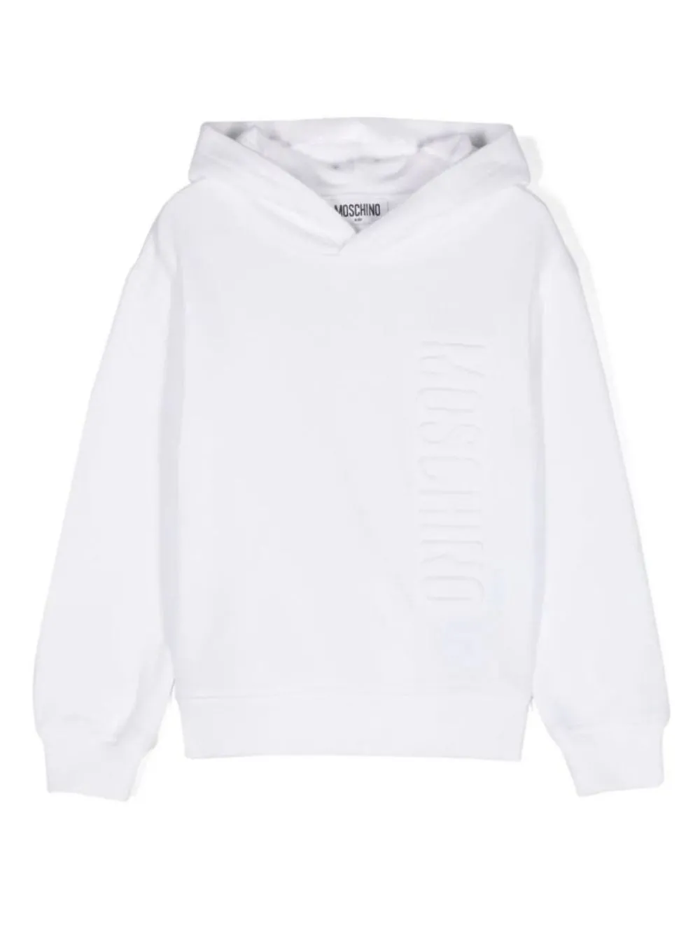 Weißer Kapuzenpullover mit tonalem Logoschriftzug aus Baumwolle Jungen