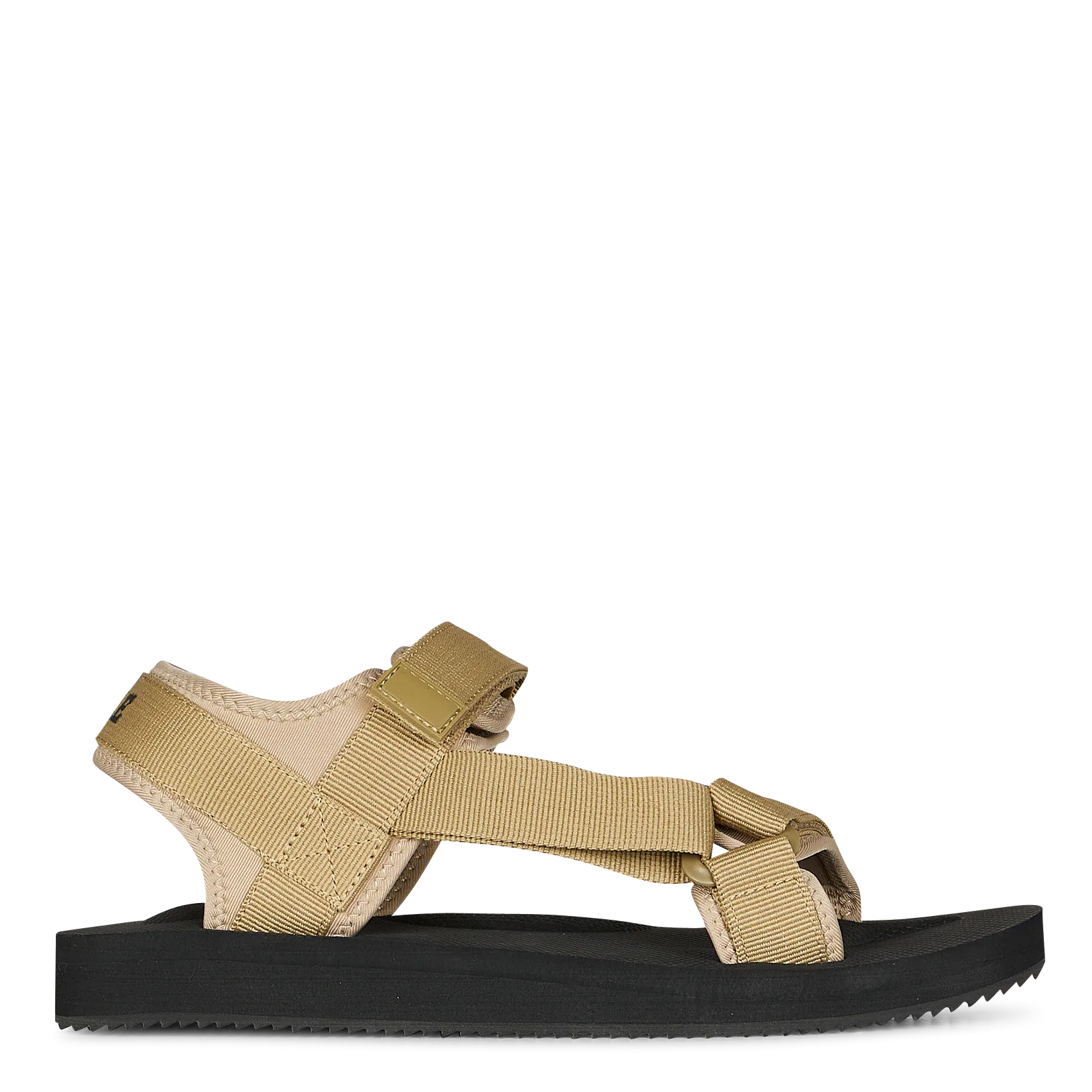 Flache Sandalen mit Klettverschluss Beige EVRON