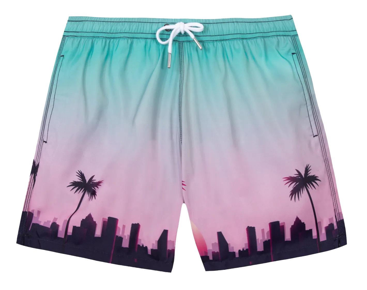 Gestreifte Badeshorts mit Print Mehrfarbig MAILLOT NB