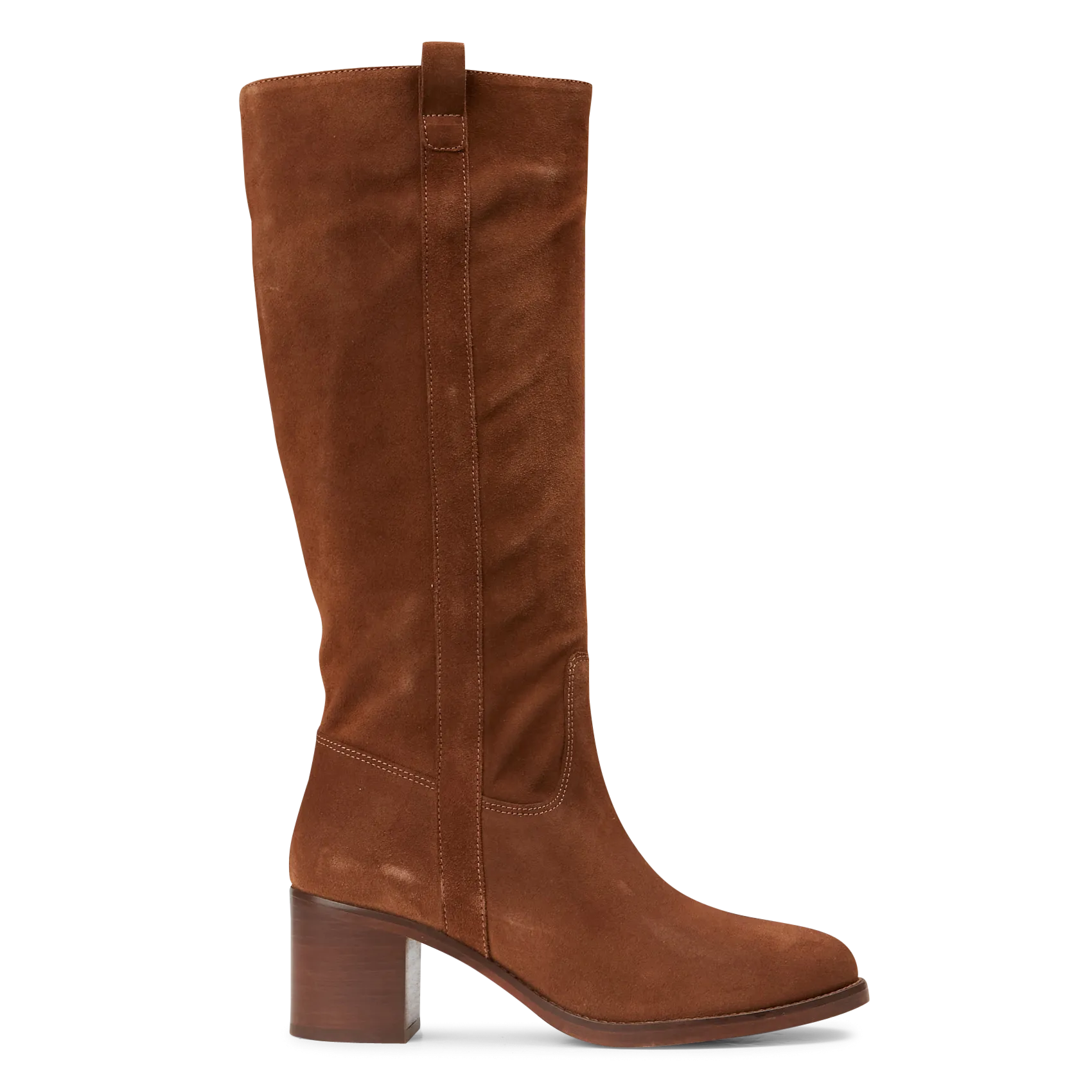 Velourslederstiefel mit Absatz Braun