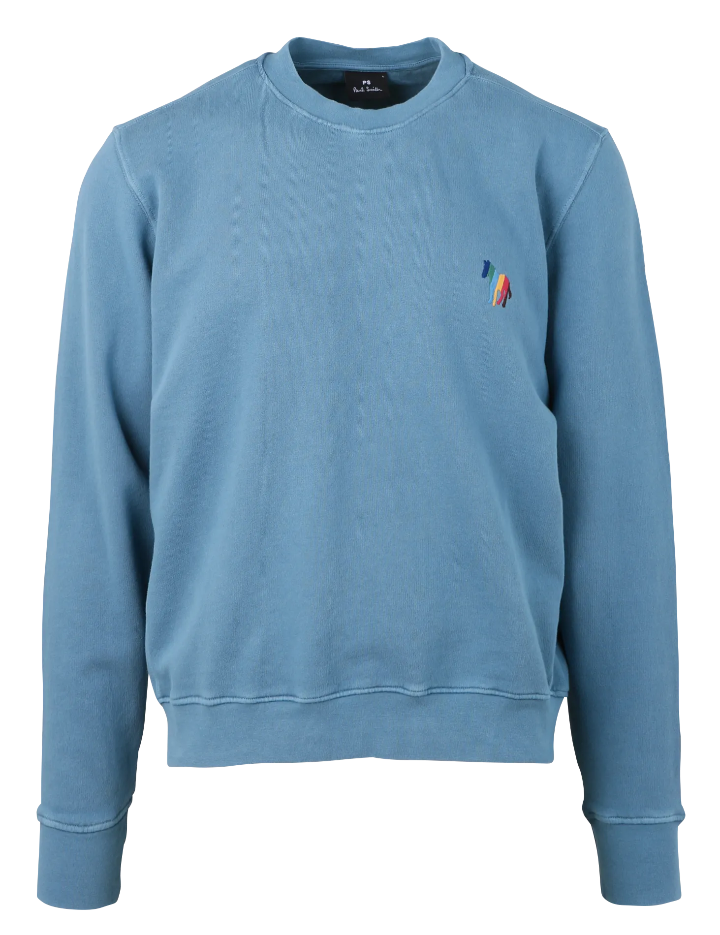 Rundhals-Sweatshirt aus Baumwolle mit Stickerei Blau