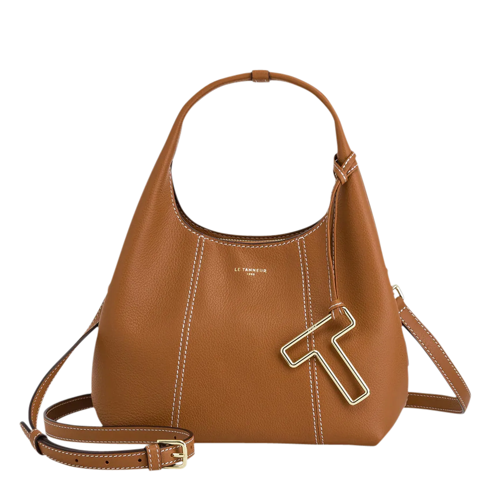 Umhängetasche aus genarbtem Leder Braun JULIETTE