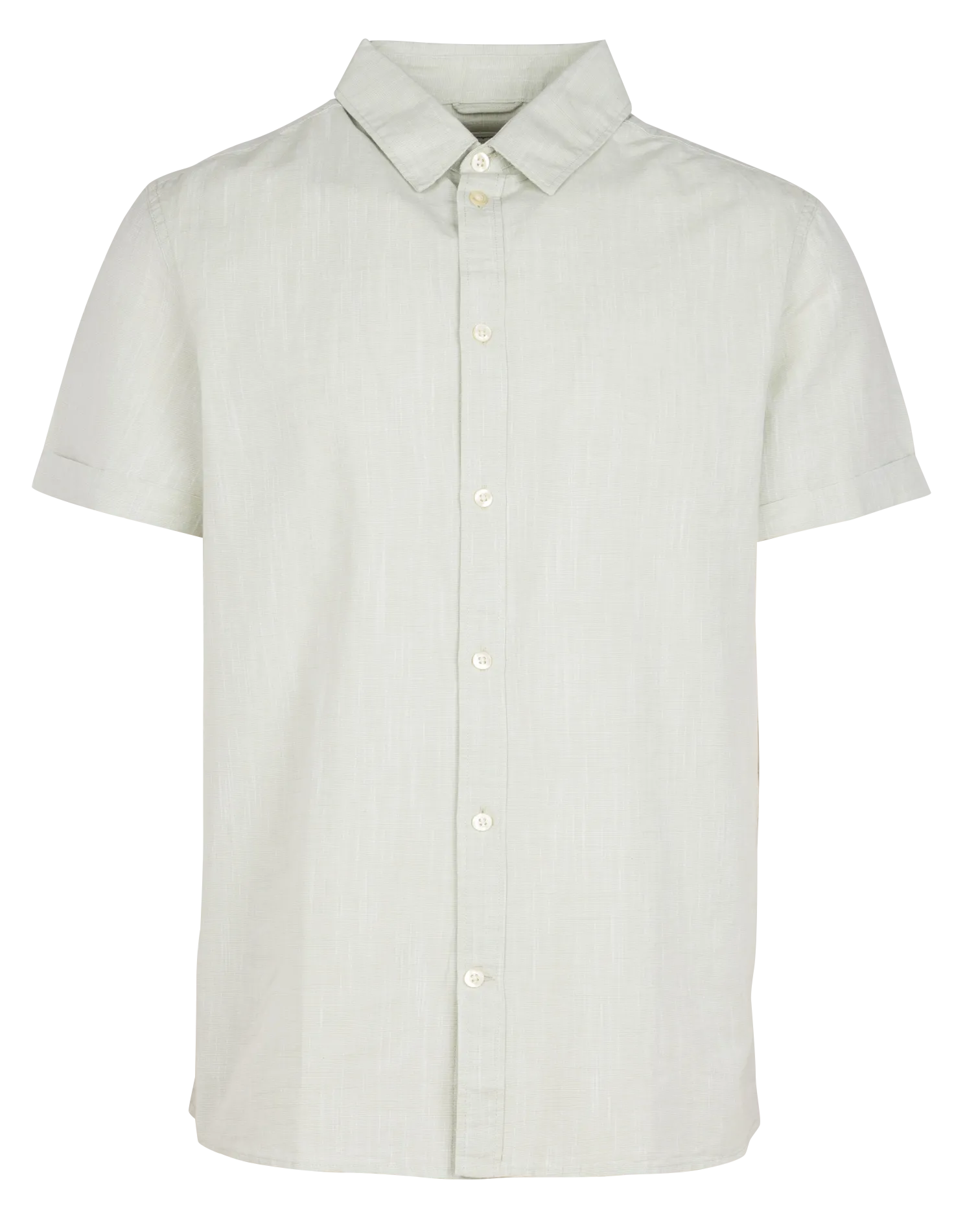 Bluse mit klassischem Kragen aus Bio-Baumwolle und Leinen Grun