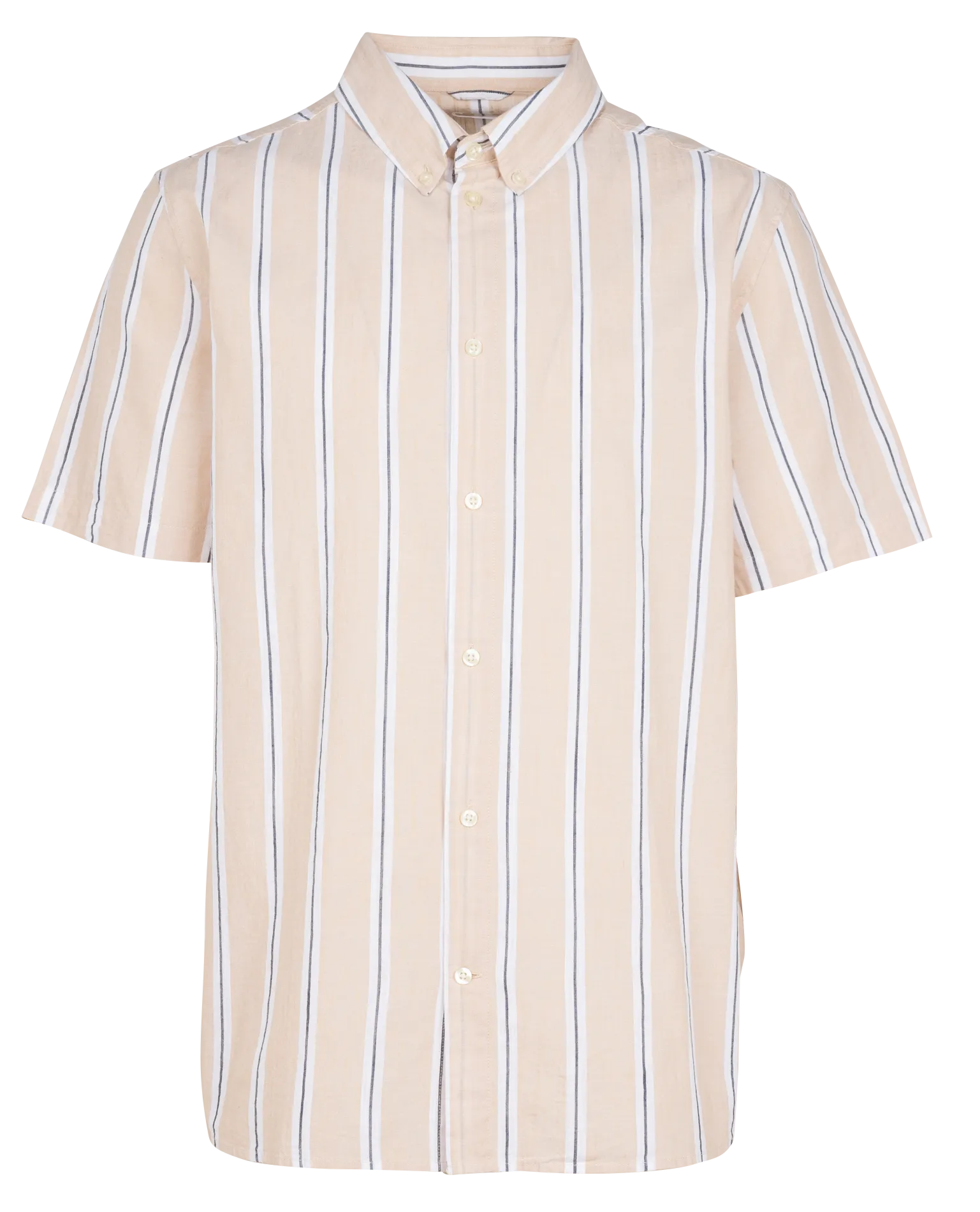 Gestreiftes Hemd aus Bio-Baumwolle mit Button-down-Kragen, Regular Fit Beige