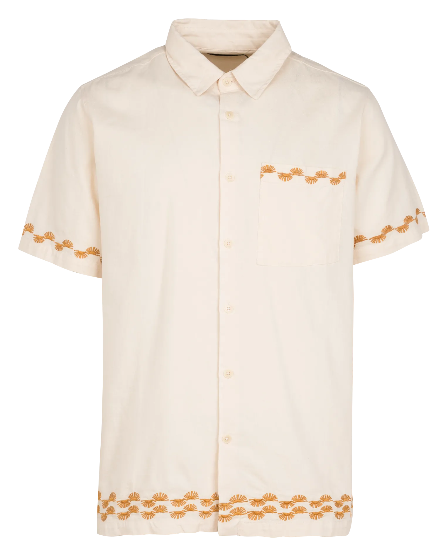 Besticktes Baumwollhemd mit klassischem Kragen Beige BORDER TOM