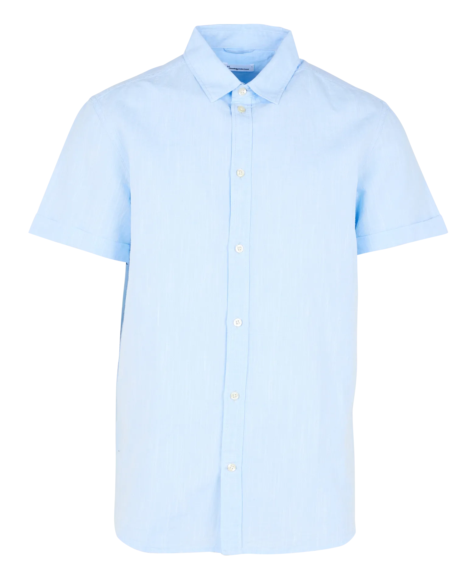 Bluse mit klassischem Kragen aus Bio-Baumwolle und Leinen Blau