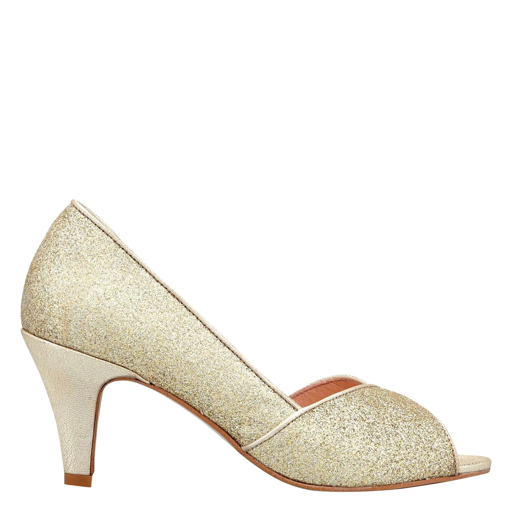 Lederpumps mit Pailletten Golden VIZA