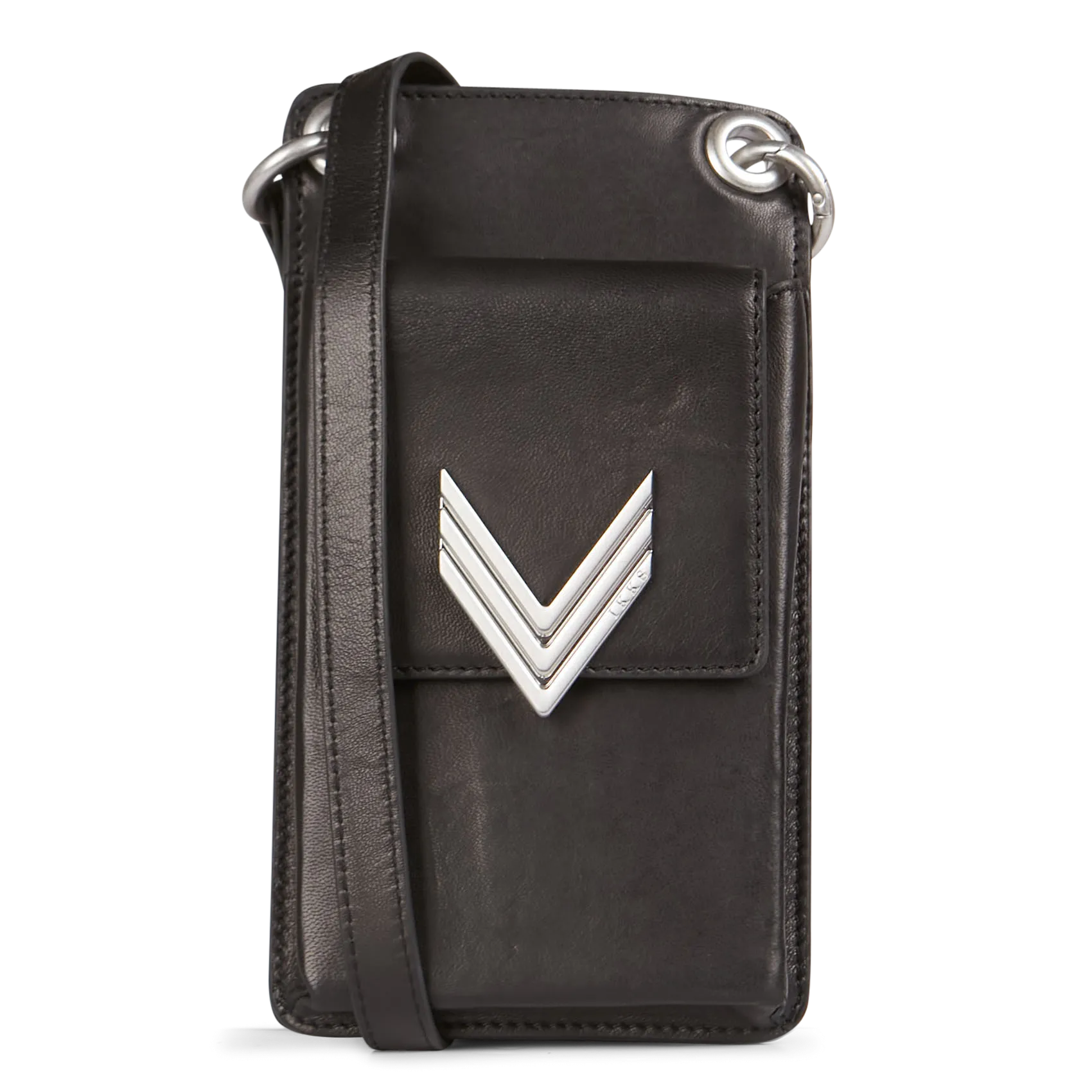 Multifunktionale Leder-Clutch Schwarz