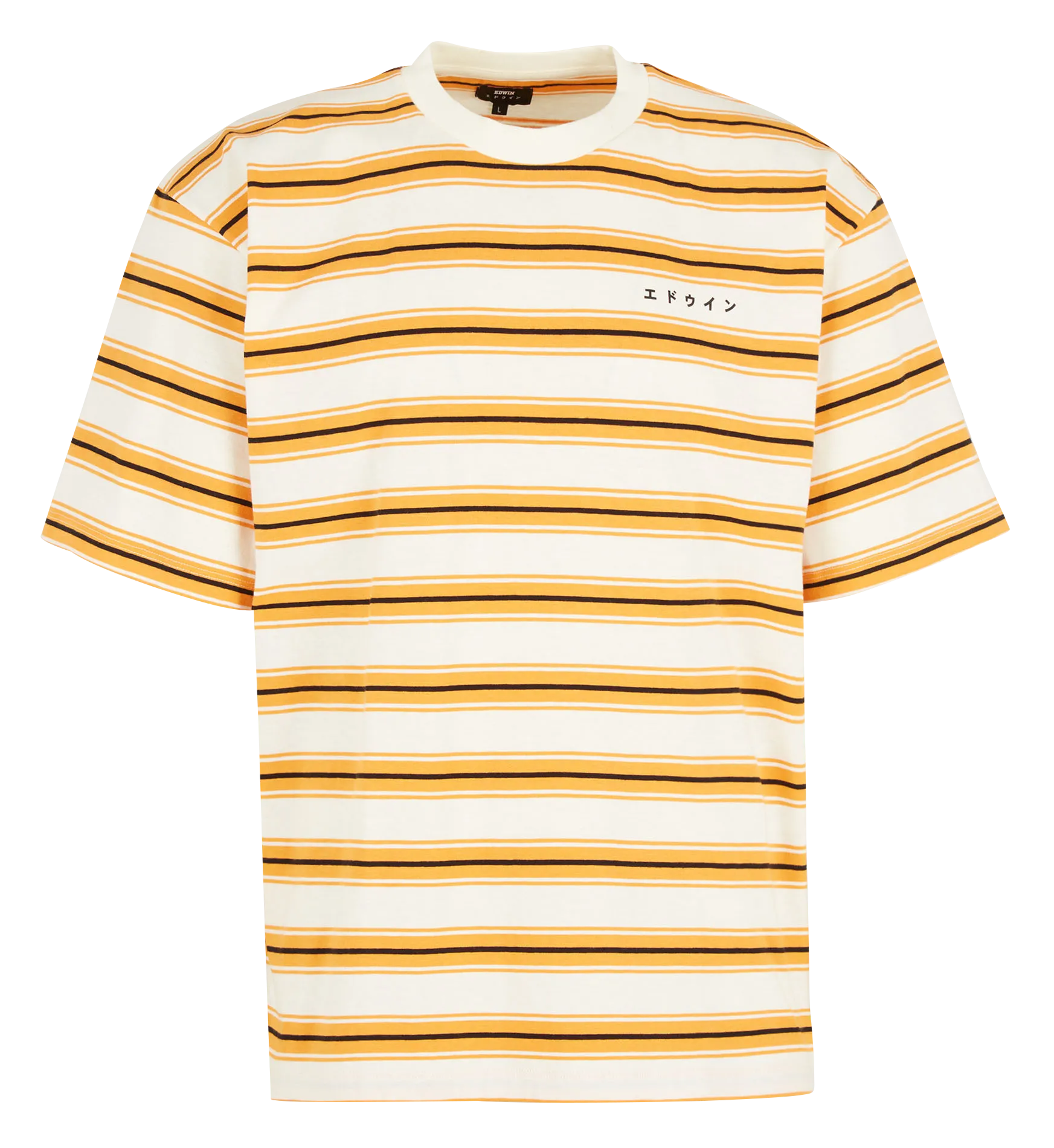 Gerade geschnittenes Rundhals-T-Shirt aus Baumwolle Orange