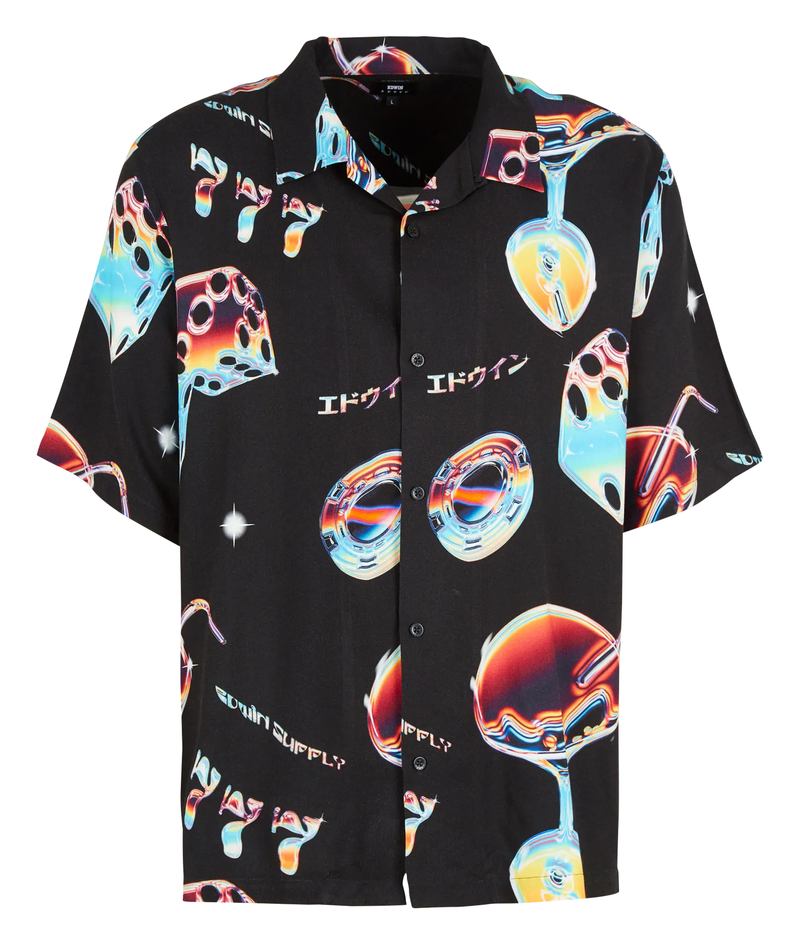 Hemd mit Kuba-Kragen und Print Mehrfarbig