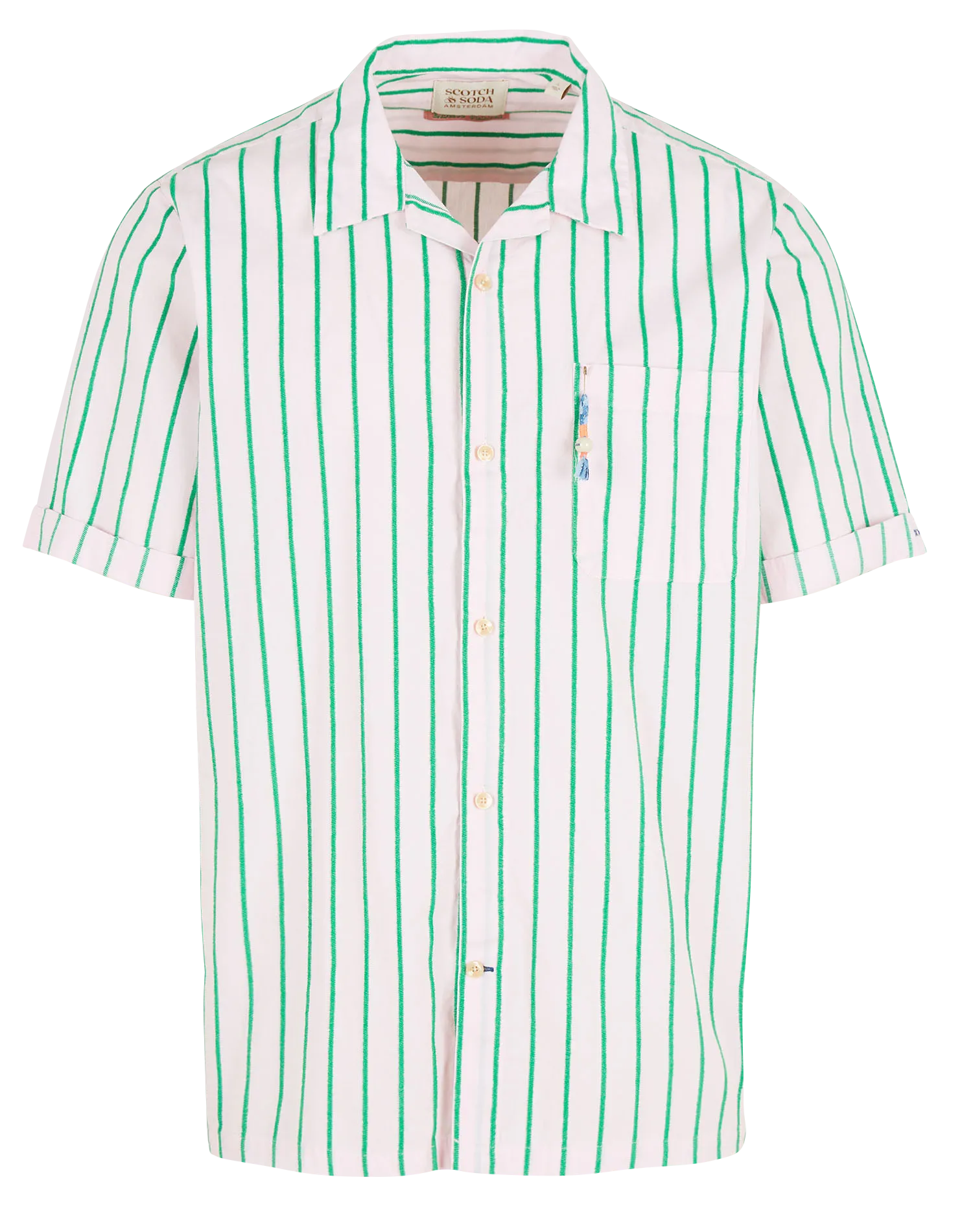 Gestreifte Baumwollbluse mit klassischem Kragen Rosa