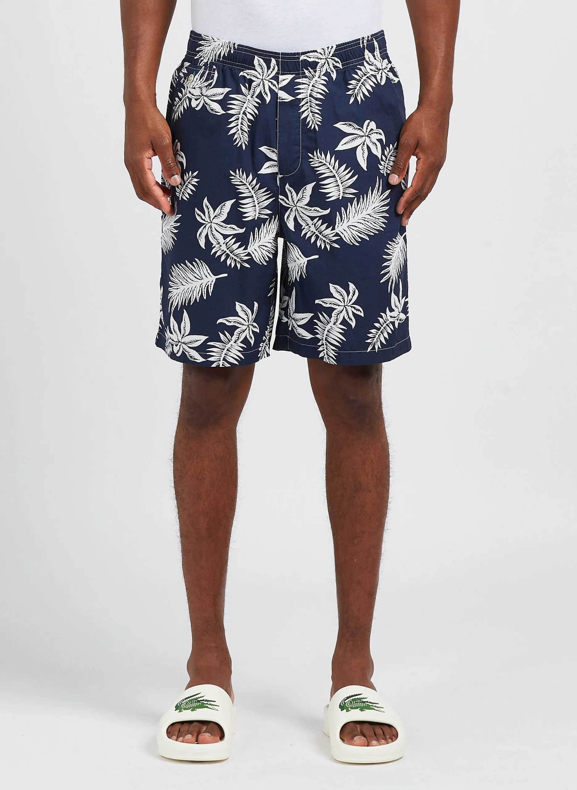 Badeshorts mit Tropenprint aus Bio-Baumwolle Blau