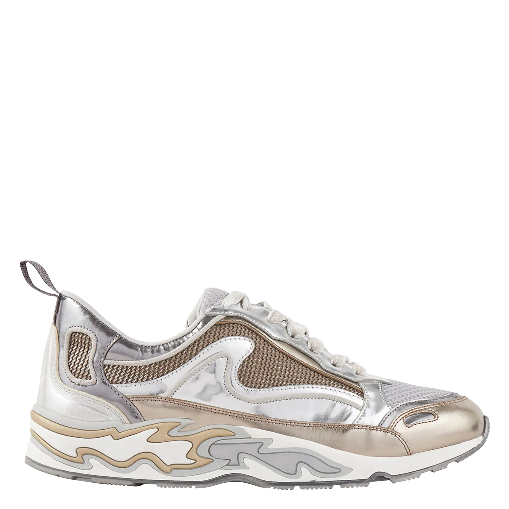 Niedrige Sneaker im Material-Mix Silber