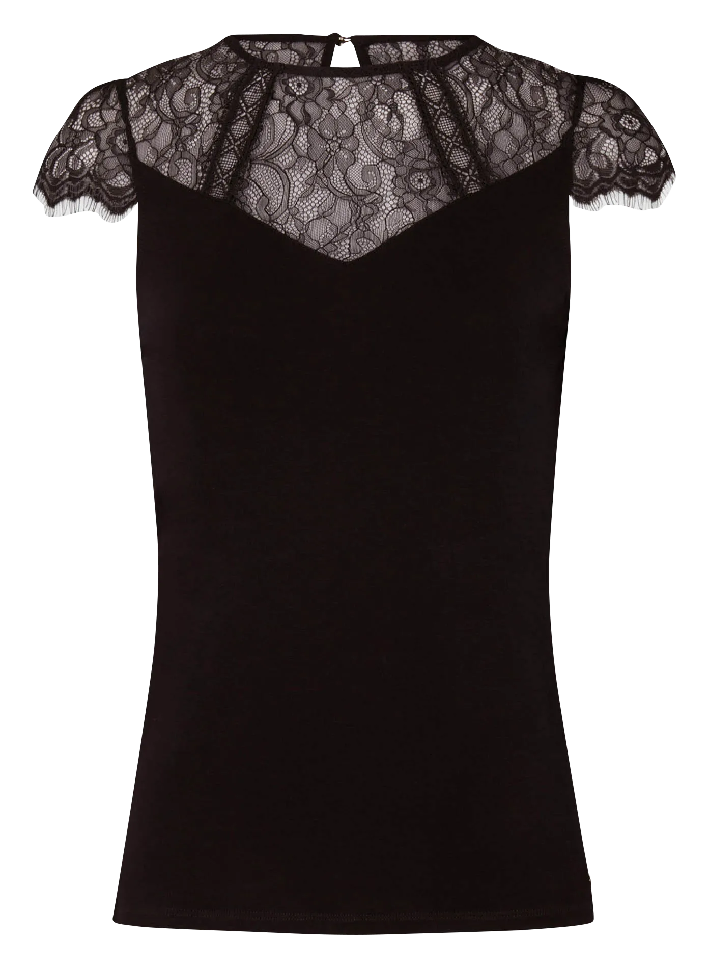 Rundhals-Top aus Spitze Braun 232-DGIULIA