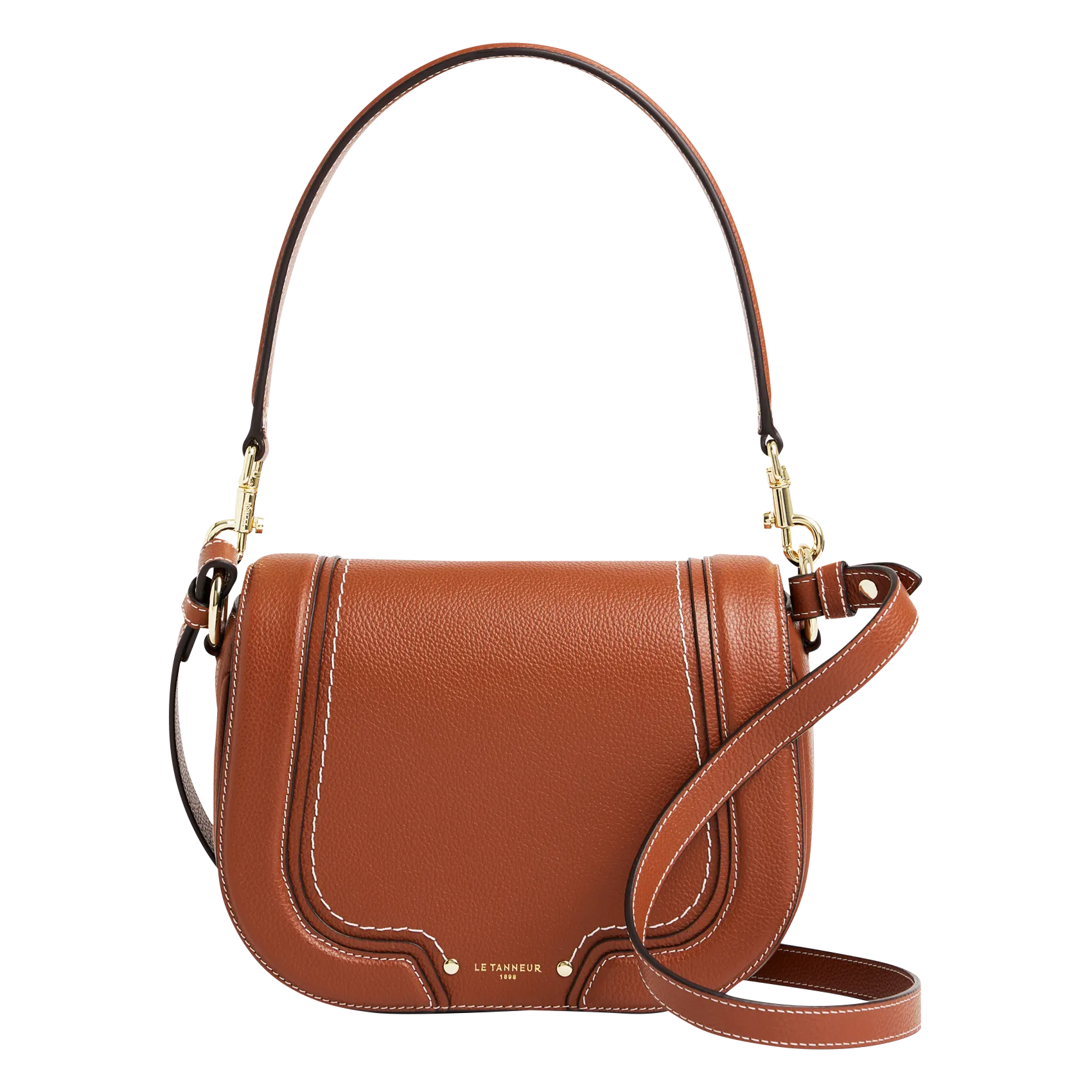 Schultertasche aus Leder Braun ELLA