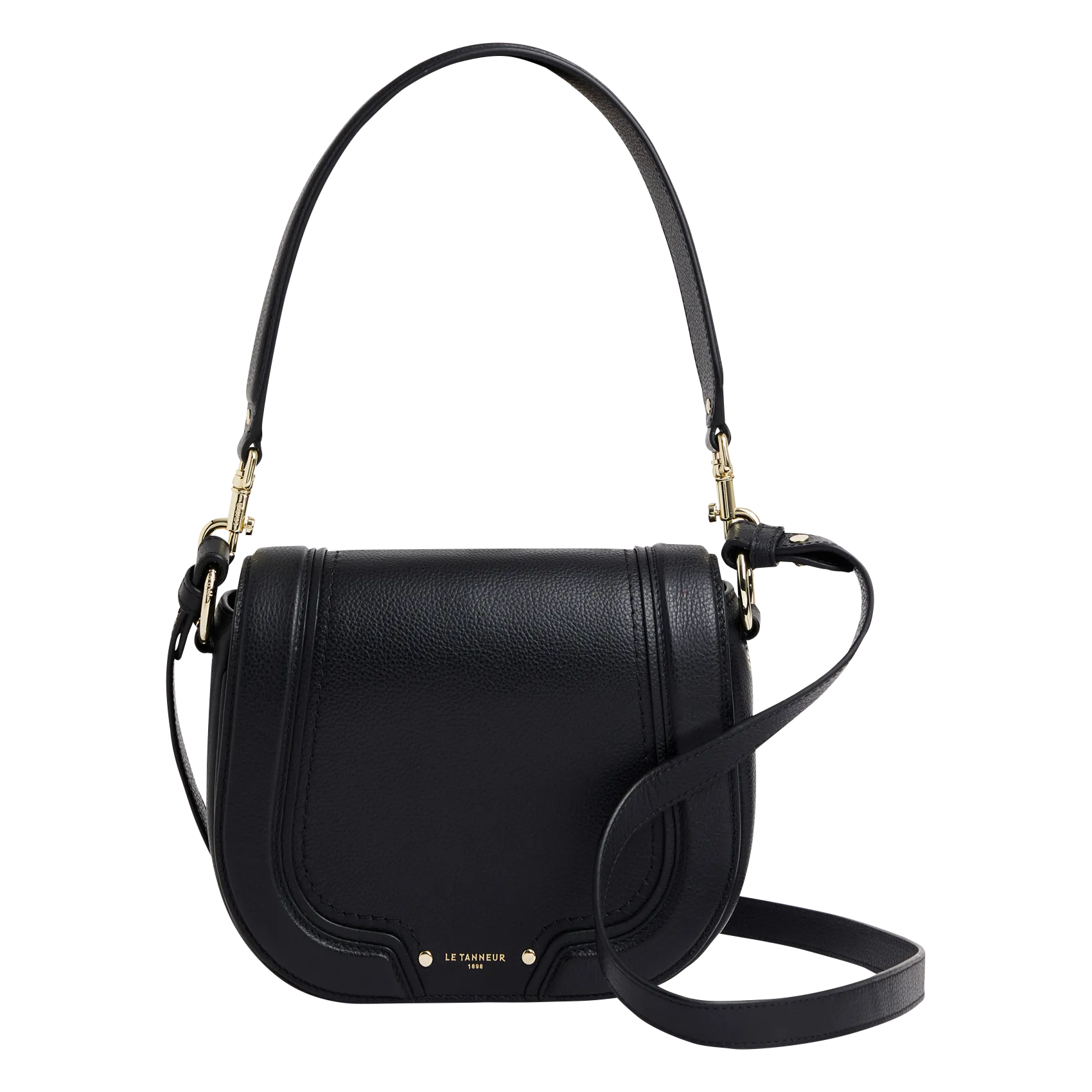 Schultertasche aus Leder Schwarz ELLA