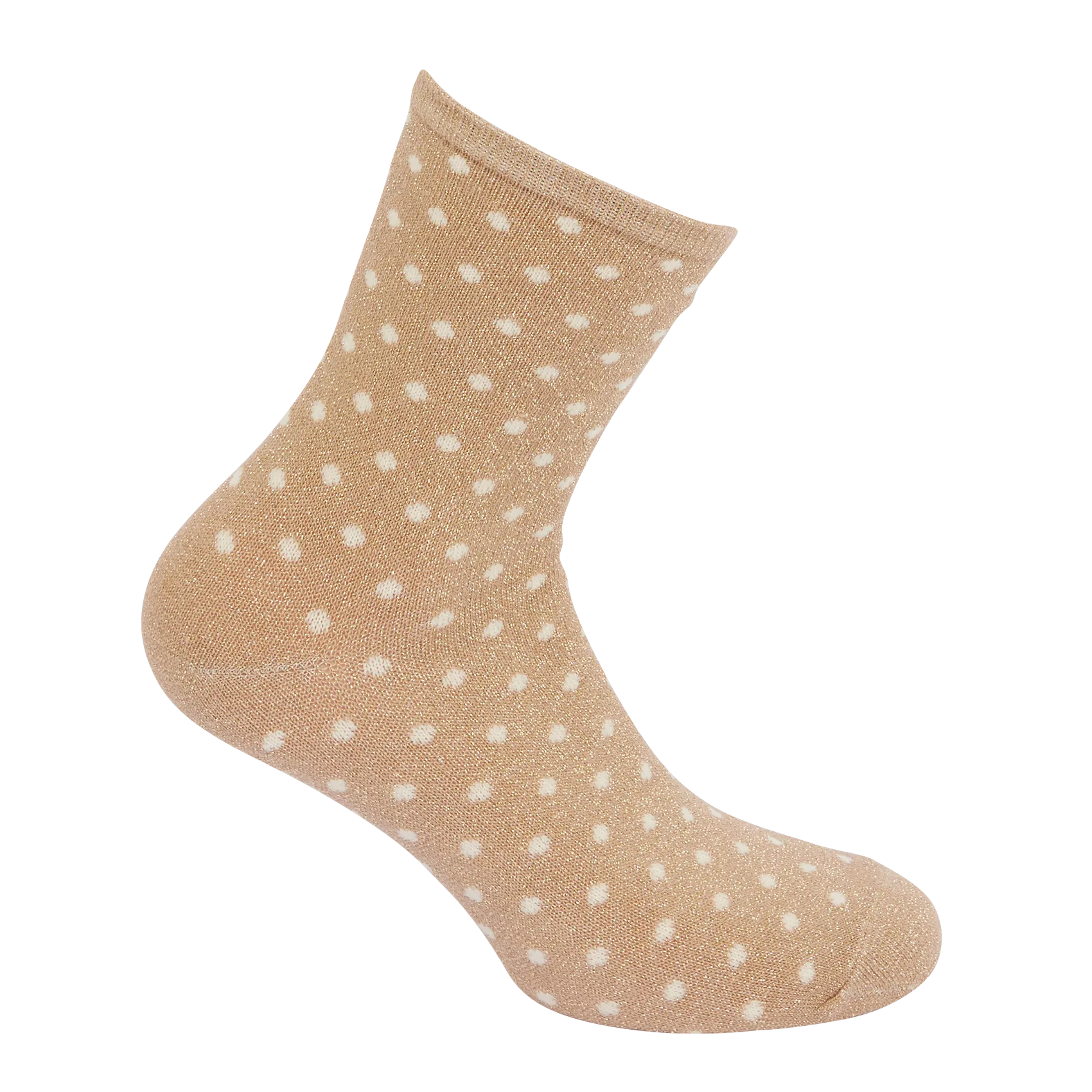 Gepunktete Socken aus Baumwoll-Mix mit Pailletten Braun