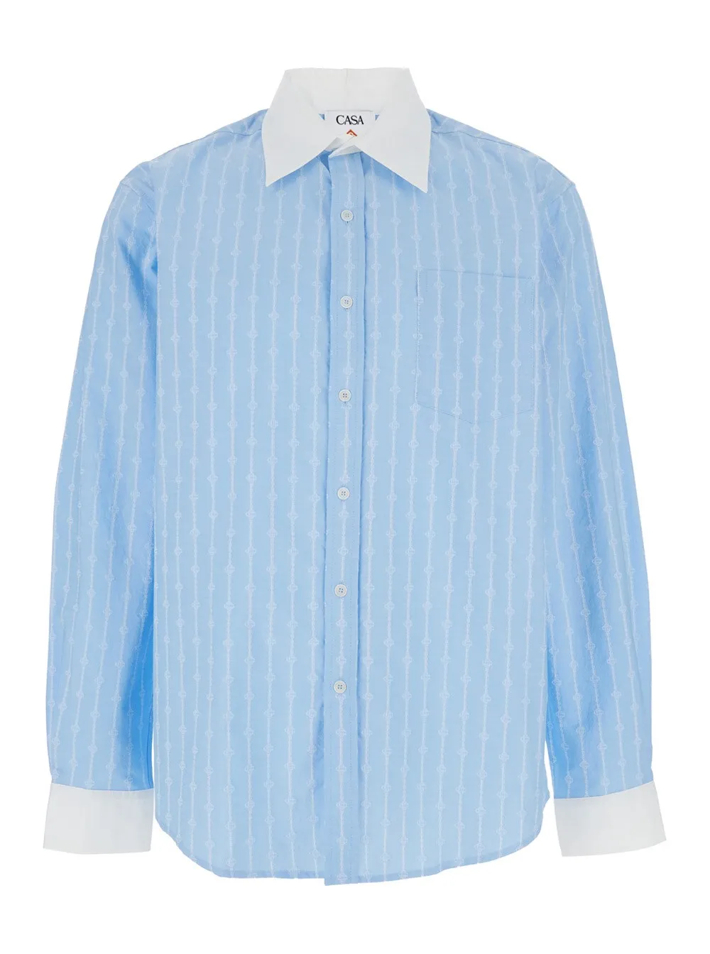 Hellblaues Hemd "Laurel" mit spitzem Kragen und All-Over-Logodruck aus Baumwolle Herren