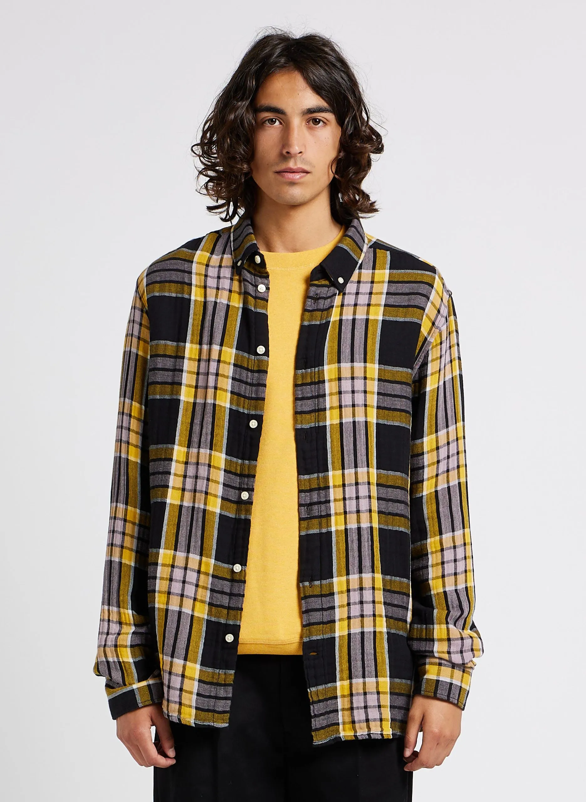 Karohemd aus Bio-Baumwolle mit Button-down-Kragen Mehrfarbig