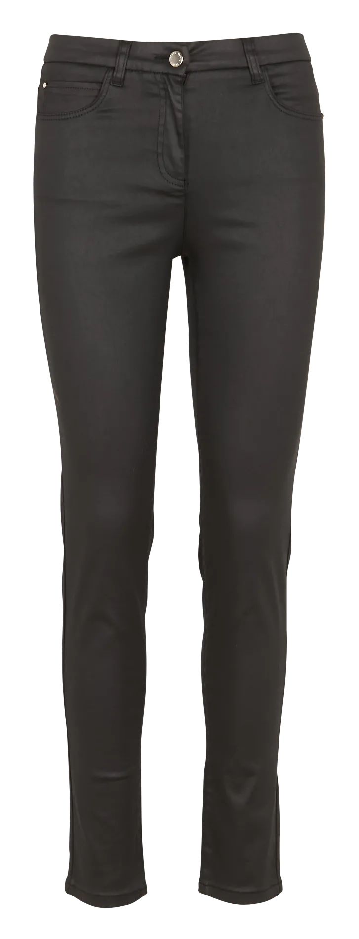 Slimfit-Hose aus Baumwoll-Mix in beschichteter Optik Schwarz PJ027-TONYCOAT