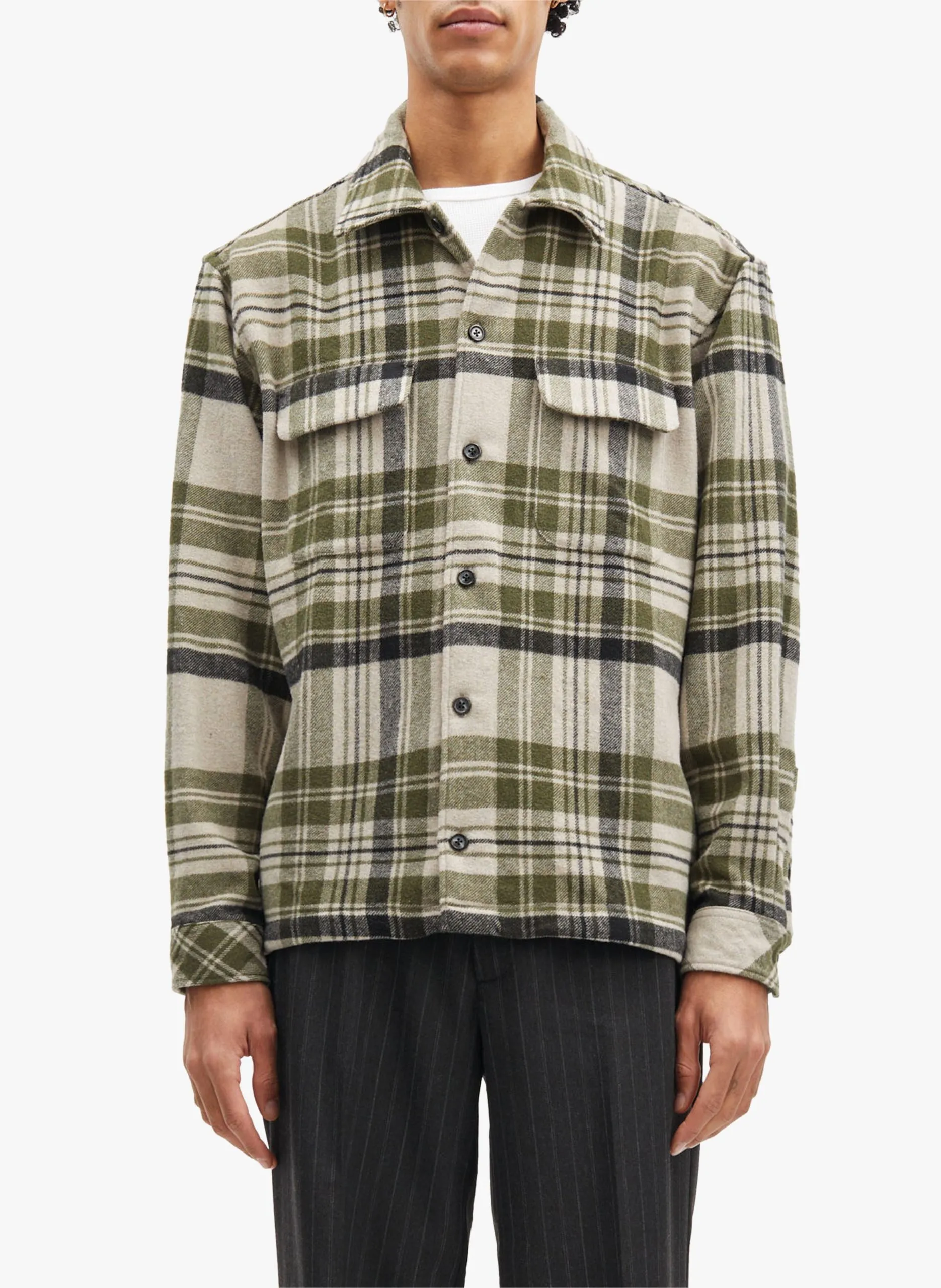 Karierte Hemdjacke aus Baumwollflanell Grun CASTOR