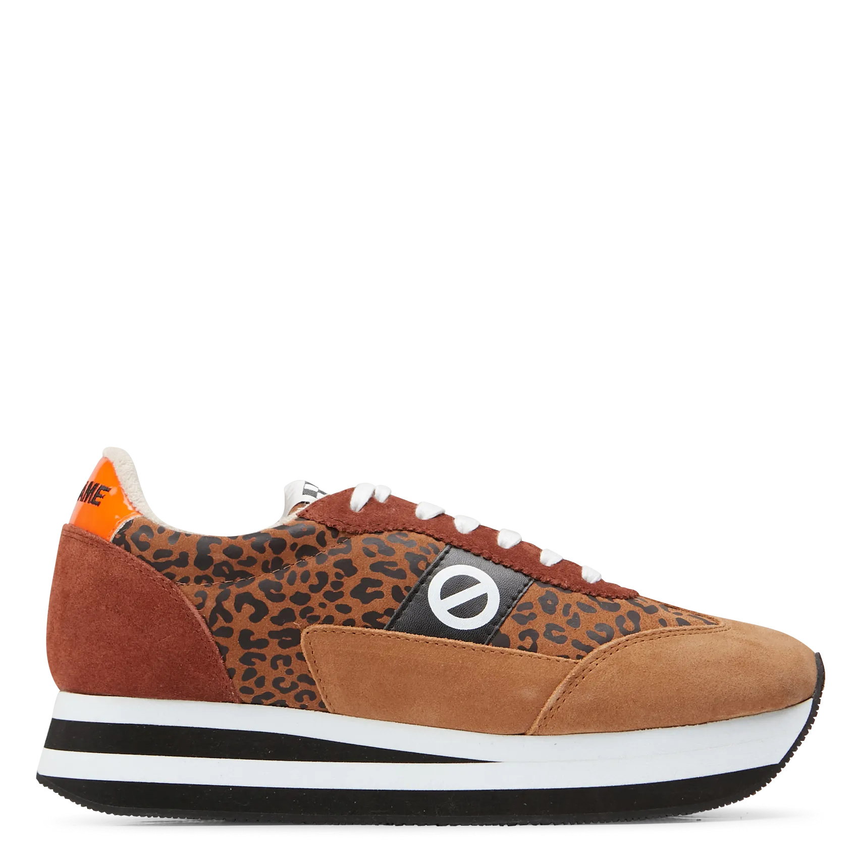 Niedrige Sneaker aus Leder-Mix mit Keilabsatz Braun LEO