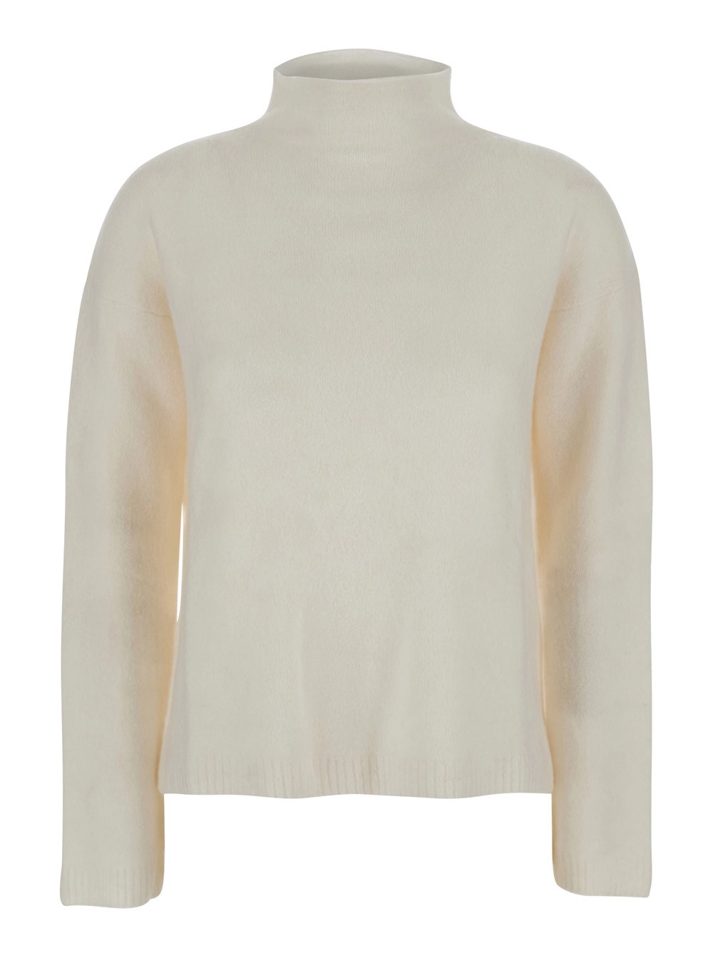 Weißer Pullover "Orlaya" mit Stehkragen und überschnittenen Schultern aus Kaschmirmischung Damen